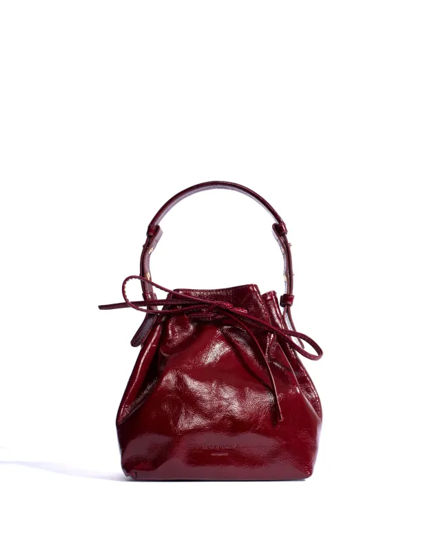 Kacey petite bucket bag Crinkled polished goat Pomegranate sold by Anonymous Copenhagen