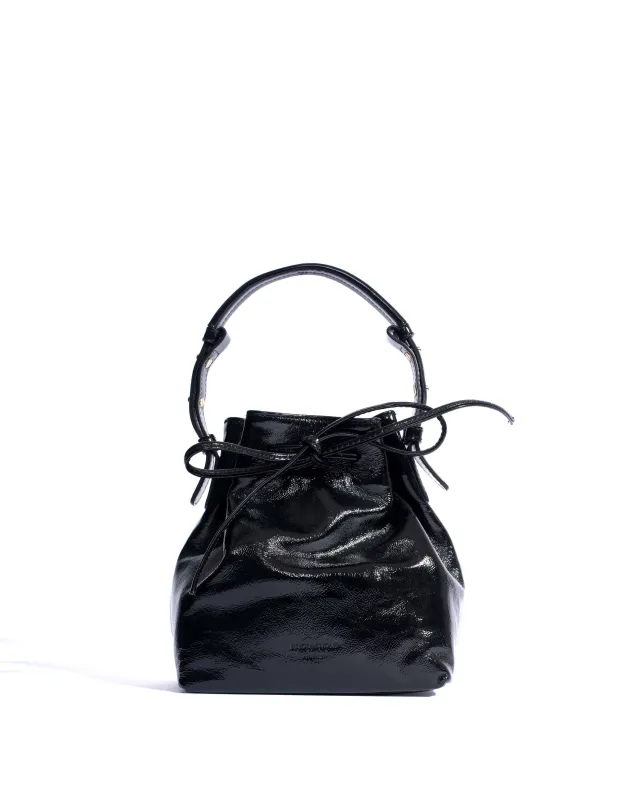 Kacey petite bucket bag Crinkled polished goat Black sold by Anonymous Copenhagen