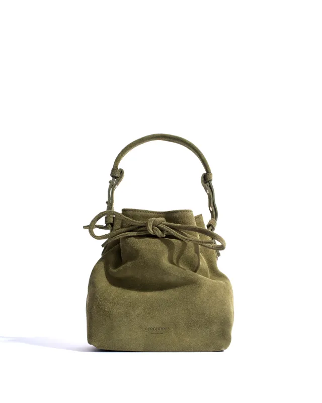 Kacey petite bucket bag Calf suede Olive green sold by Anonymous Copenhagen