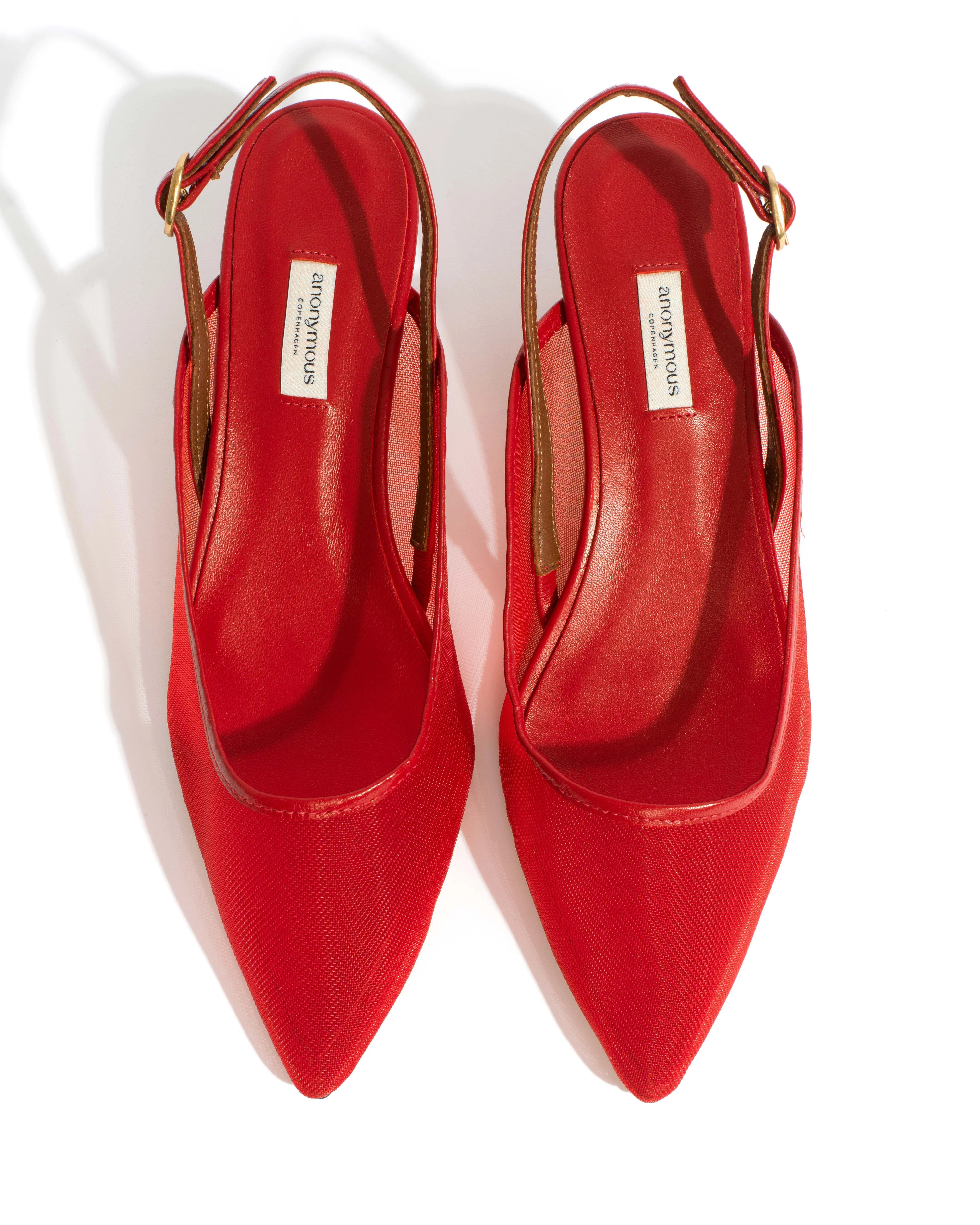 Fanny 40 stiletto mesh Shiny lamb & mesh Ruby red sold by Anonymous Copenhagen product image thumbnail 4