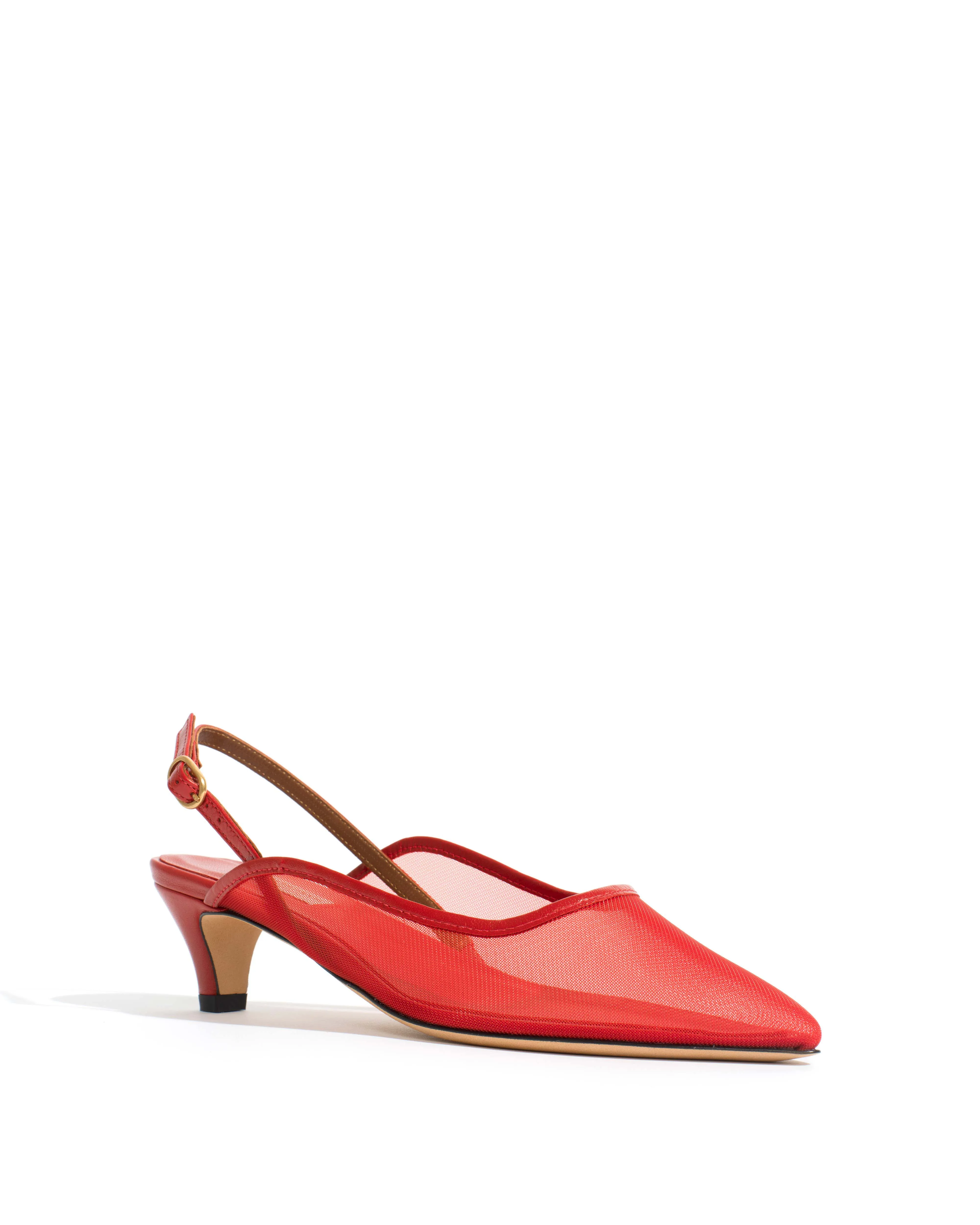 Fanny 40 stiletto mesh Shiny lamb & mesh Ruby red sold by Anonymous Copenhagen product image thumbnail 2