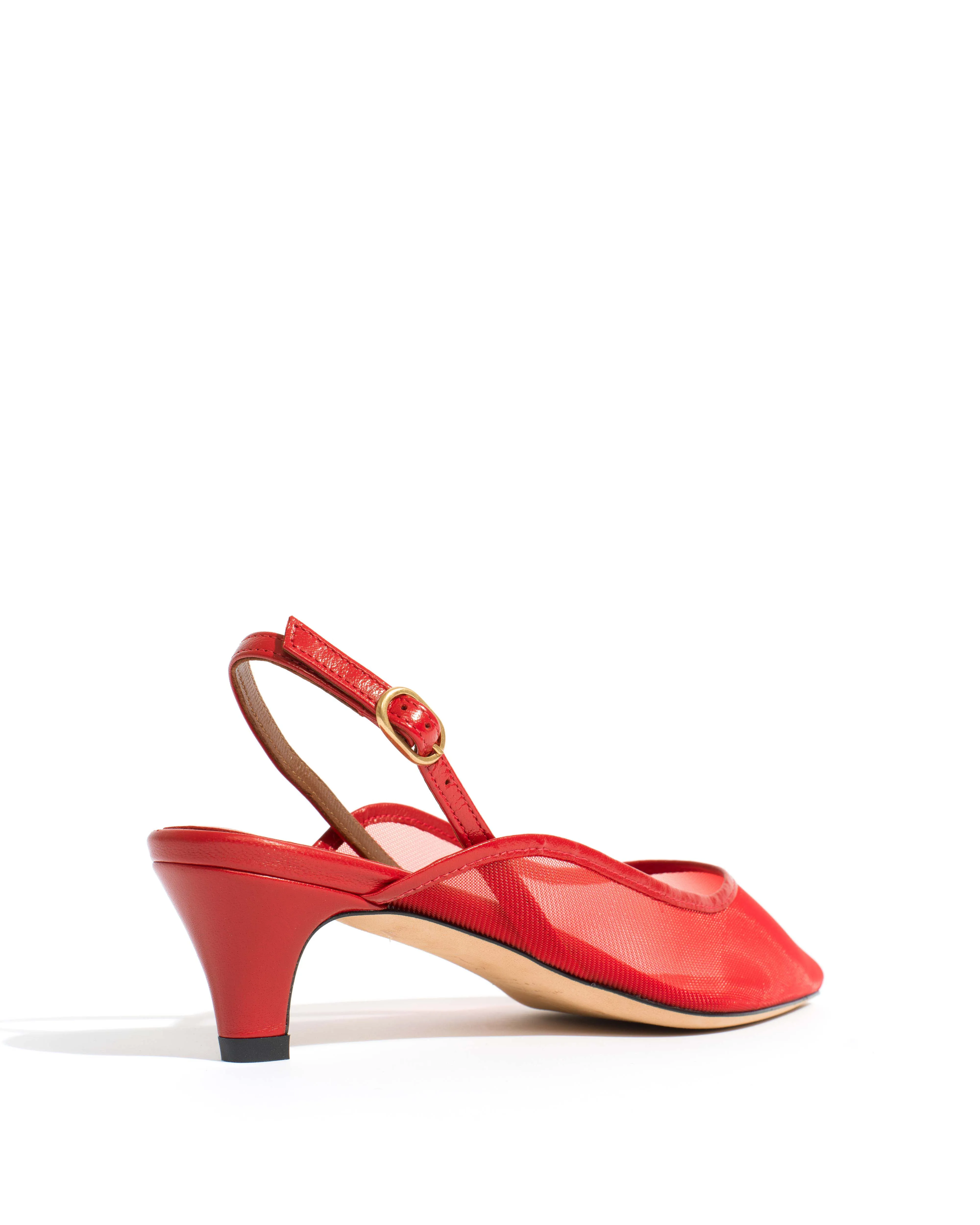 Fanny 40 stiletto mesh Shiny lamb & mesh Ruby red sold by Anonymous Copenhagen product image thumbnail 3