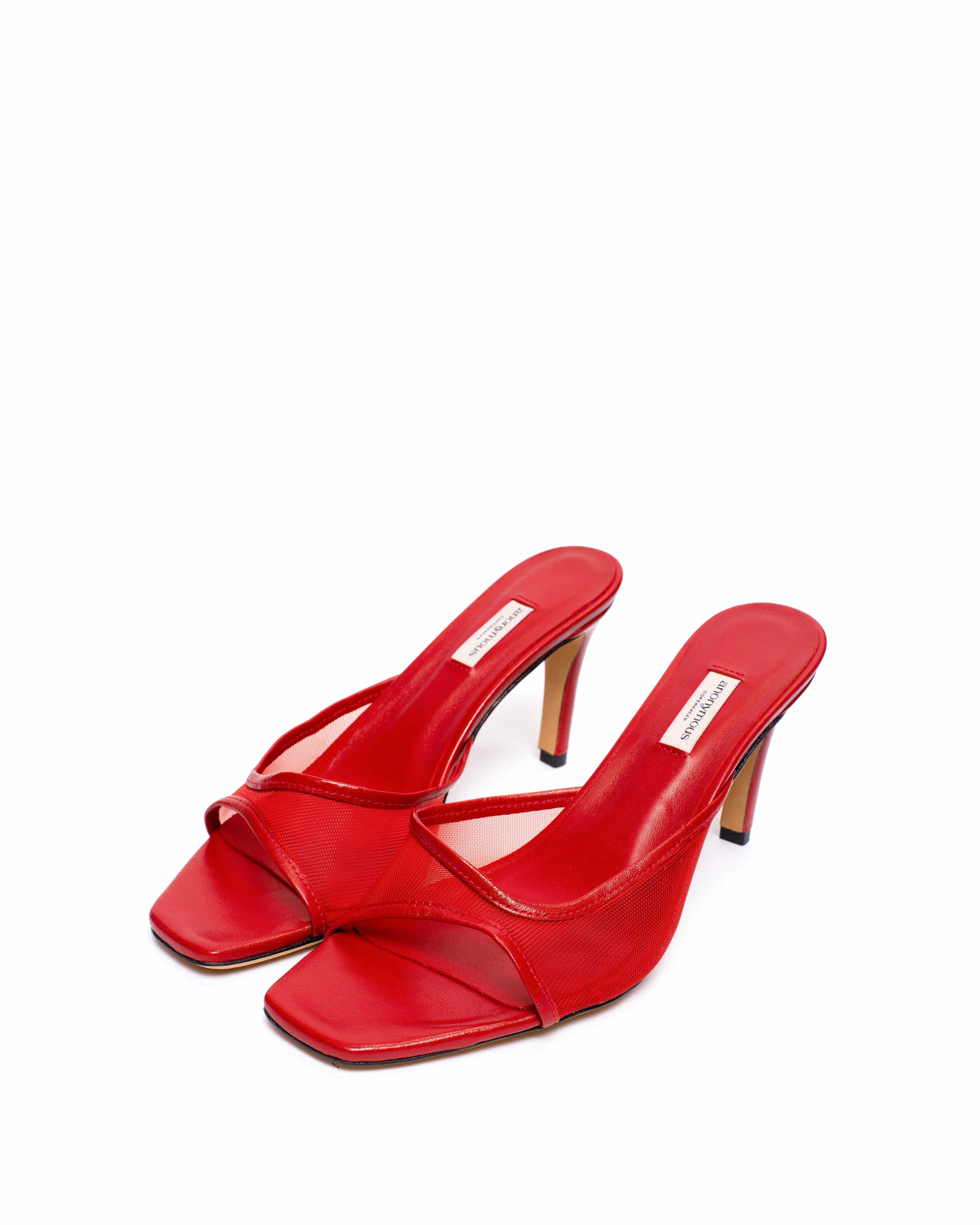 Mazy 75 mesh Shiny lamb & mesh Ruby red sold by Anonymous Copenhagen product image thumbnail 2