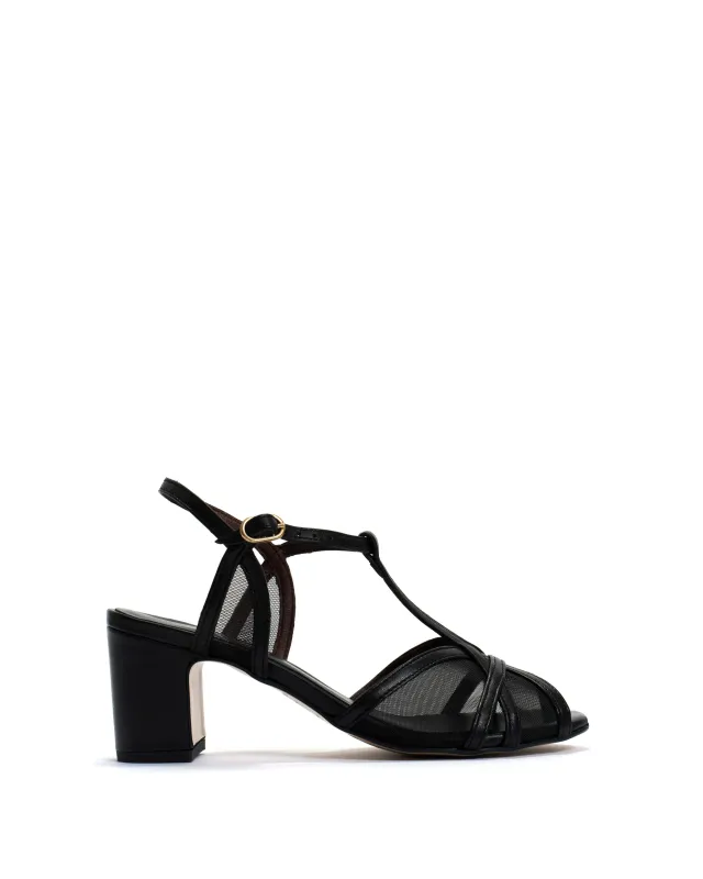 Therese 55 mesh Shiny lamb & mesh Black sold by Anonymous Copenhagen