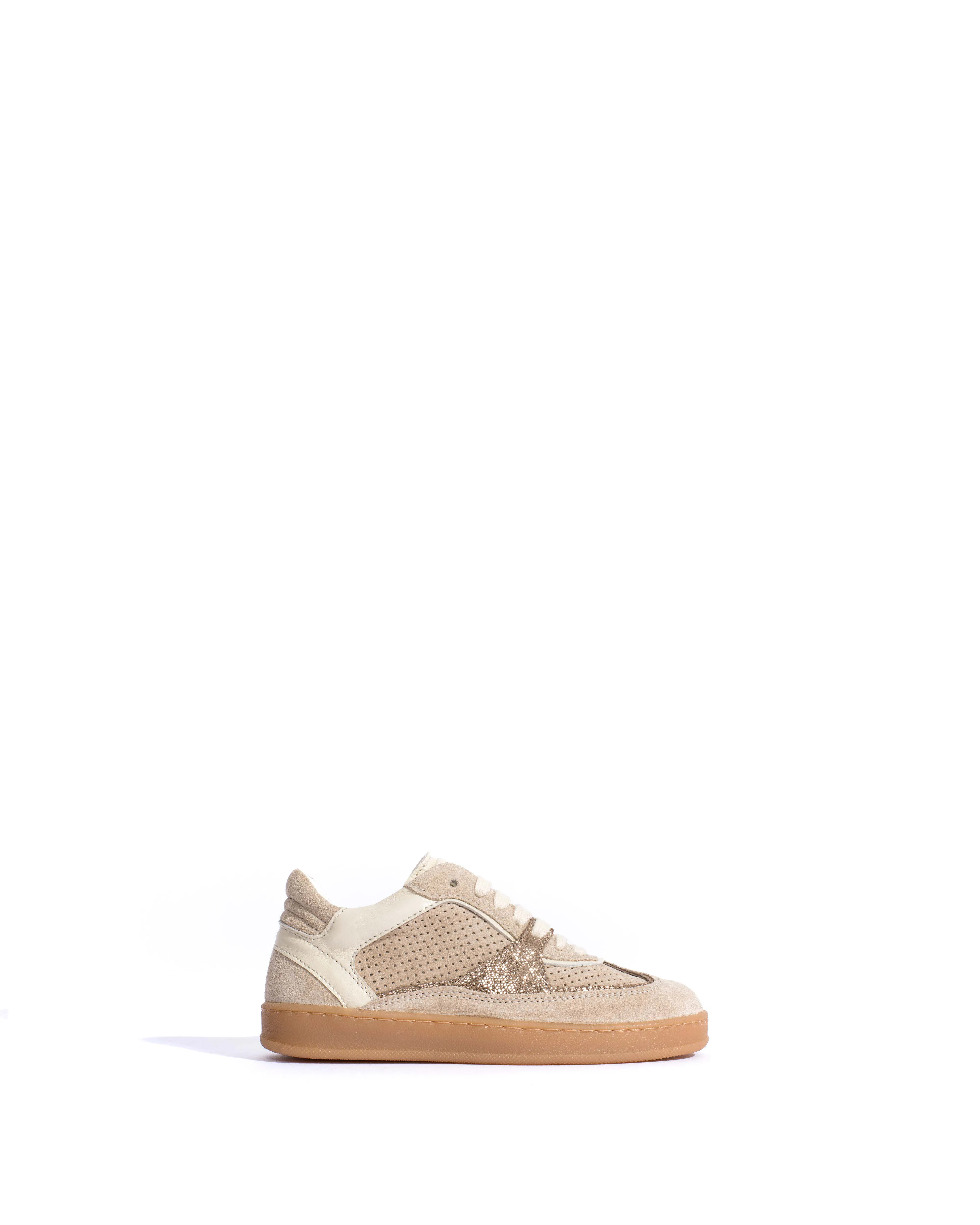 Dabbie junior Calf suede & mix Mushroom & vintage champagne mix sold by Anonymous Copenhagen