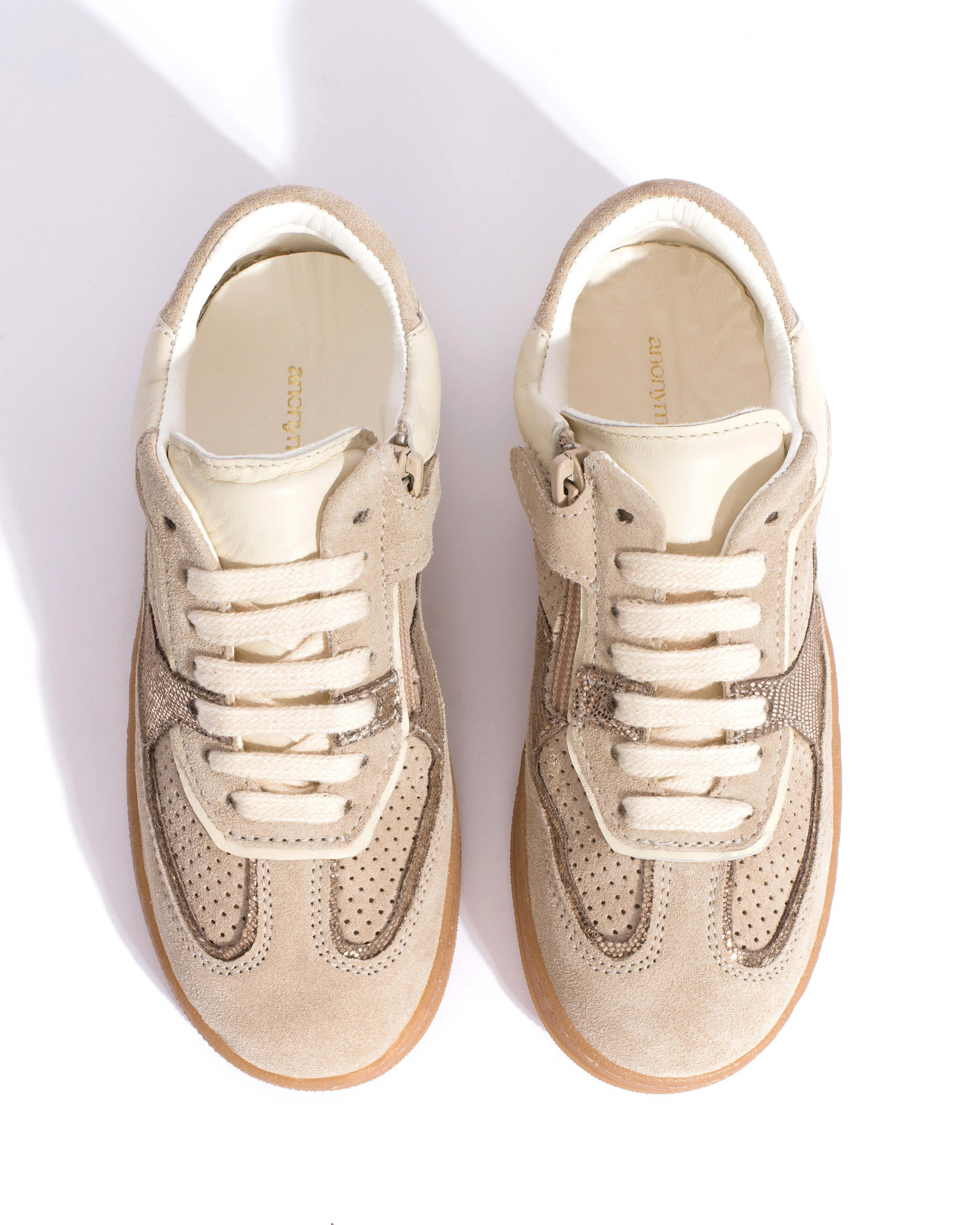 Dabbie junior Calf suede & mix Mushroom & vintage champagne mix sold by Anonymous Copenhagen product image thumbnail 4