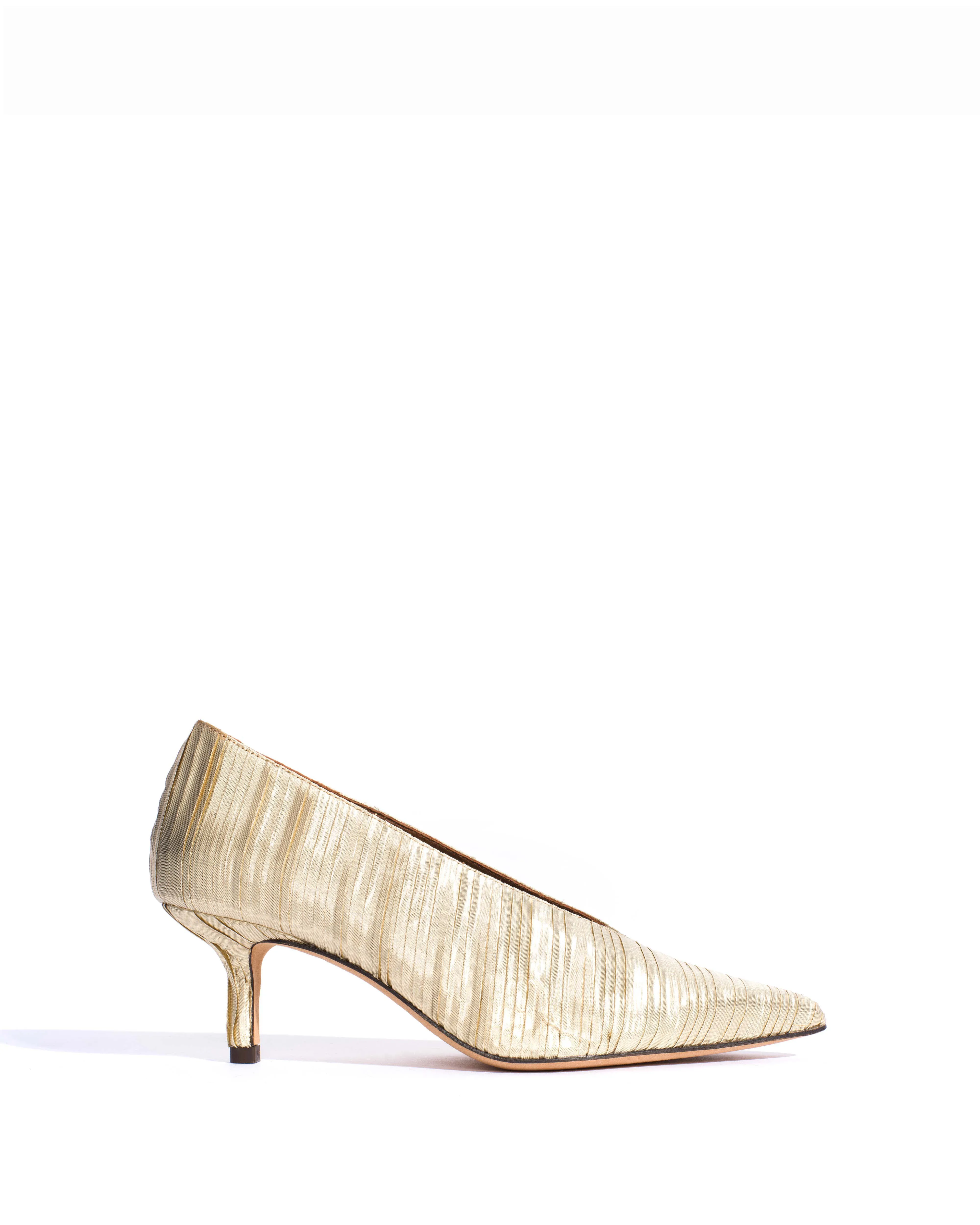 Phia 55 pin Pleated satin Champagne sold by Anonymous Copenhagen