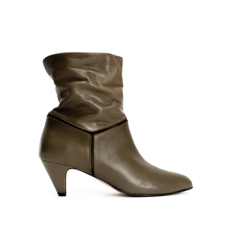 Jassi 50 stiletto Soft calf & suede leather Olive green & moss green sold by Anonymous Copenhagen