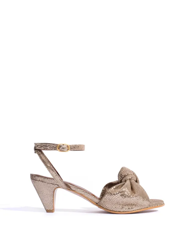 Aliza 50 stiletto Lizard metallic goat Vintage champagne sold by Anonymous Copenhagen