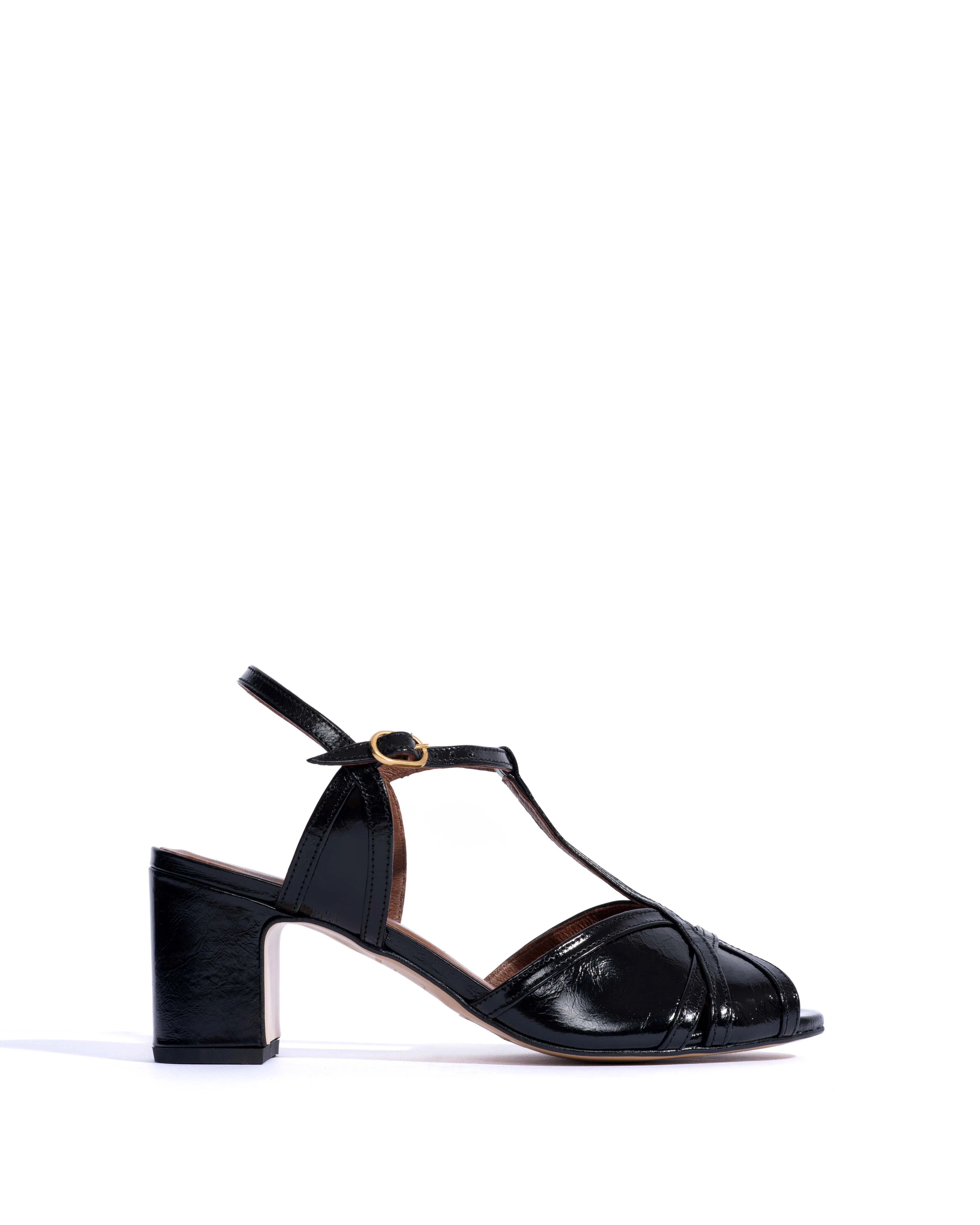 Therese 55 Crinkled polished goat Black sold by Anonymous Copenhagen