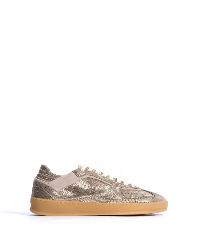 Dabbie Lizard metallic goat & suede leather Vintage champagne & white sand sold by Anonymous Copenhagen