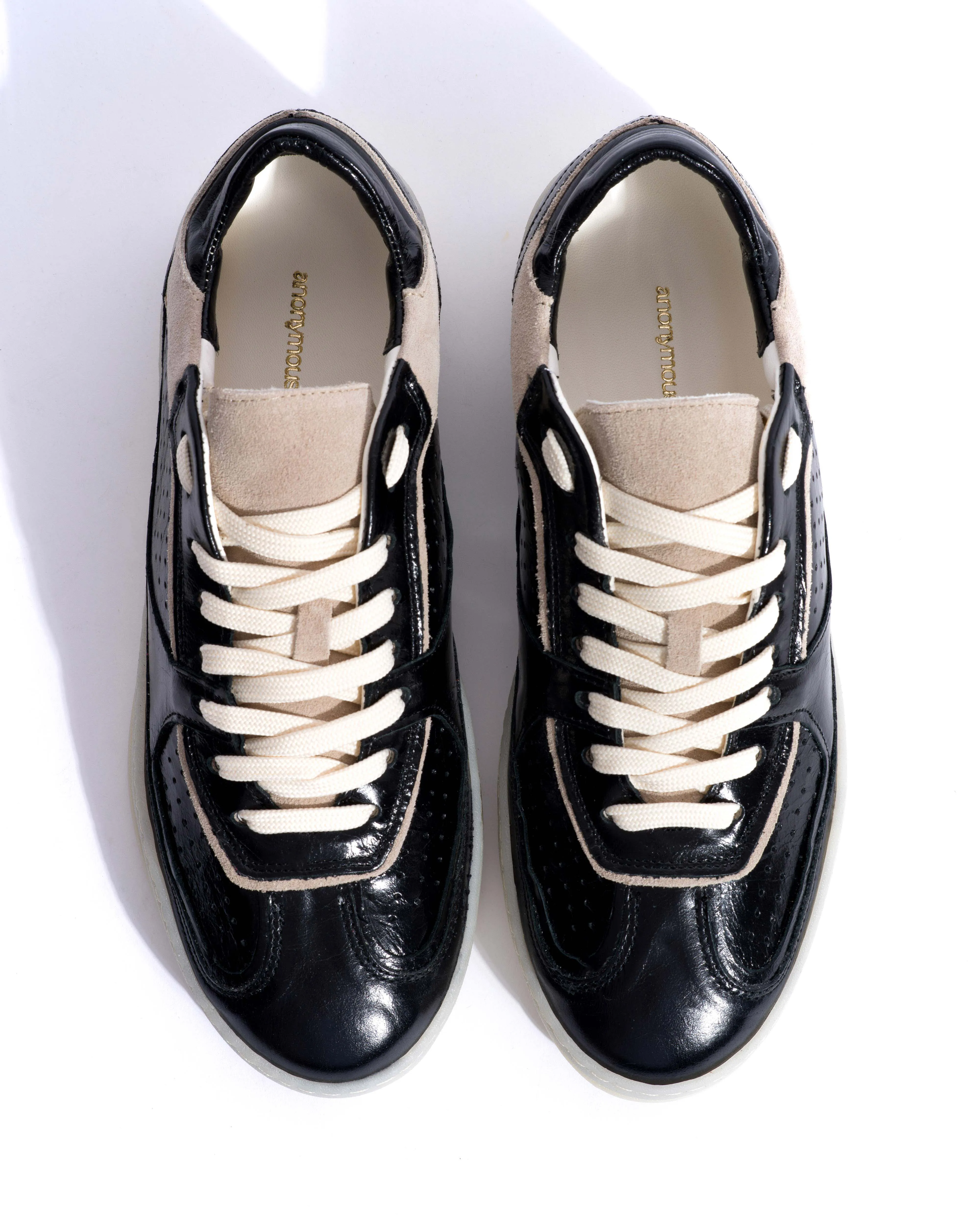 Dabbie Crinkled polished goat & suede leather Black & white sand sold by Anonymous Copenhagen product image thumbnail 4