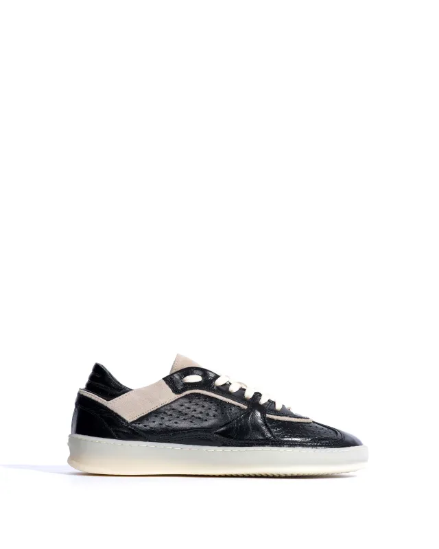 Dabbie Crinkled polished goat & suede leather Black & white sand sold by Anonymous Copenhagen