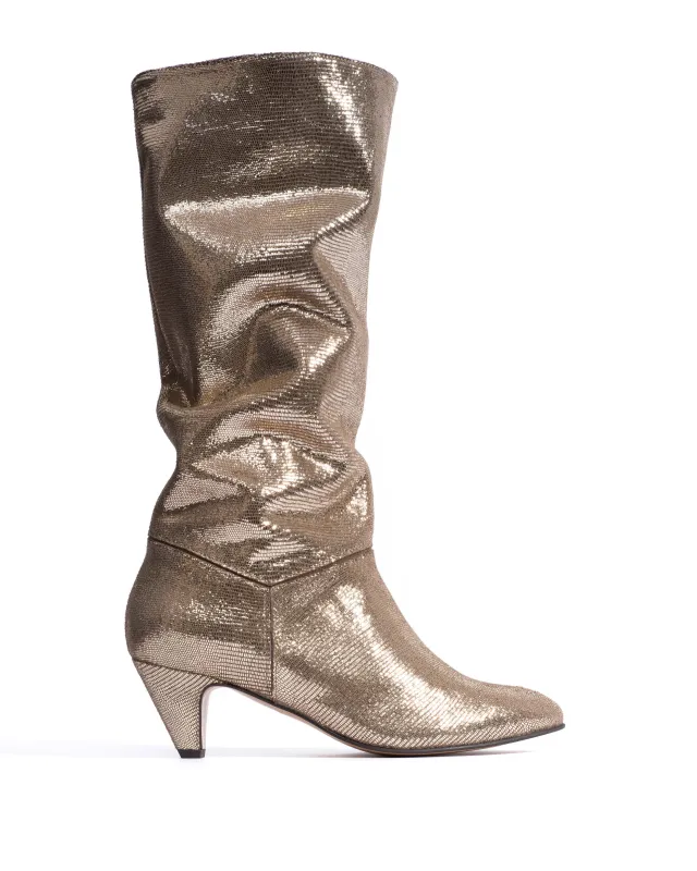 Jasmina 50 stiletto Lizard metallic goat Vintage champagne sold by Anonymous Copenhagen
