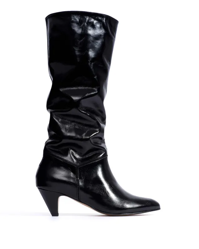 Jasmina 50 stiletto Crinkled polished goat & suede leather Black sold by Anonymous Copenhagen