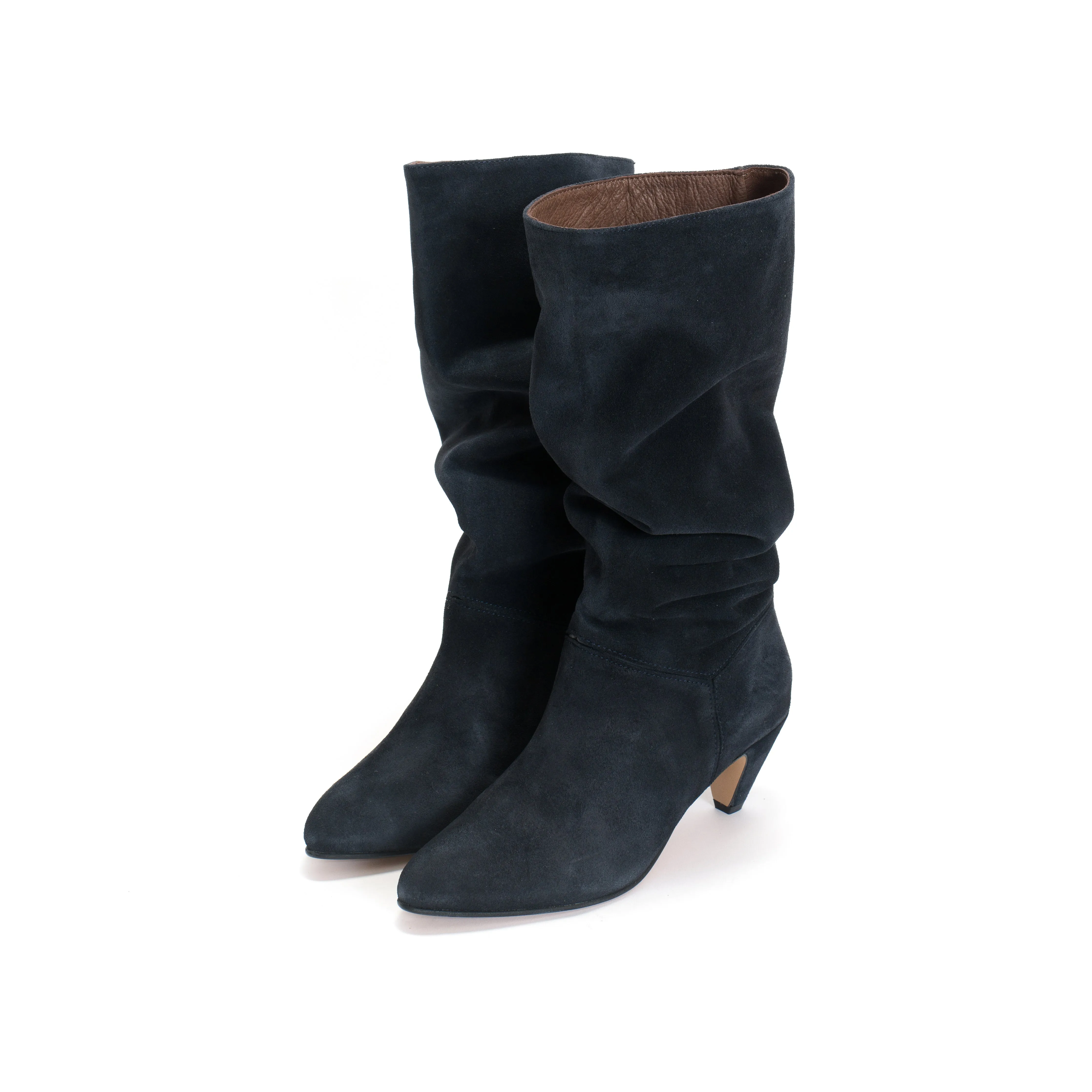 Jasmina 50 stiletto Calf suede & sleek leather Dark blue sold by Anonymous Copenhagen