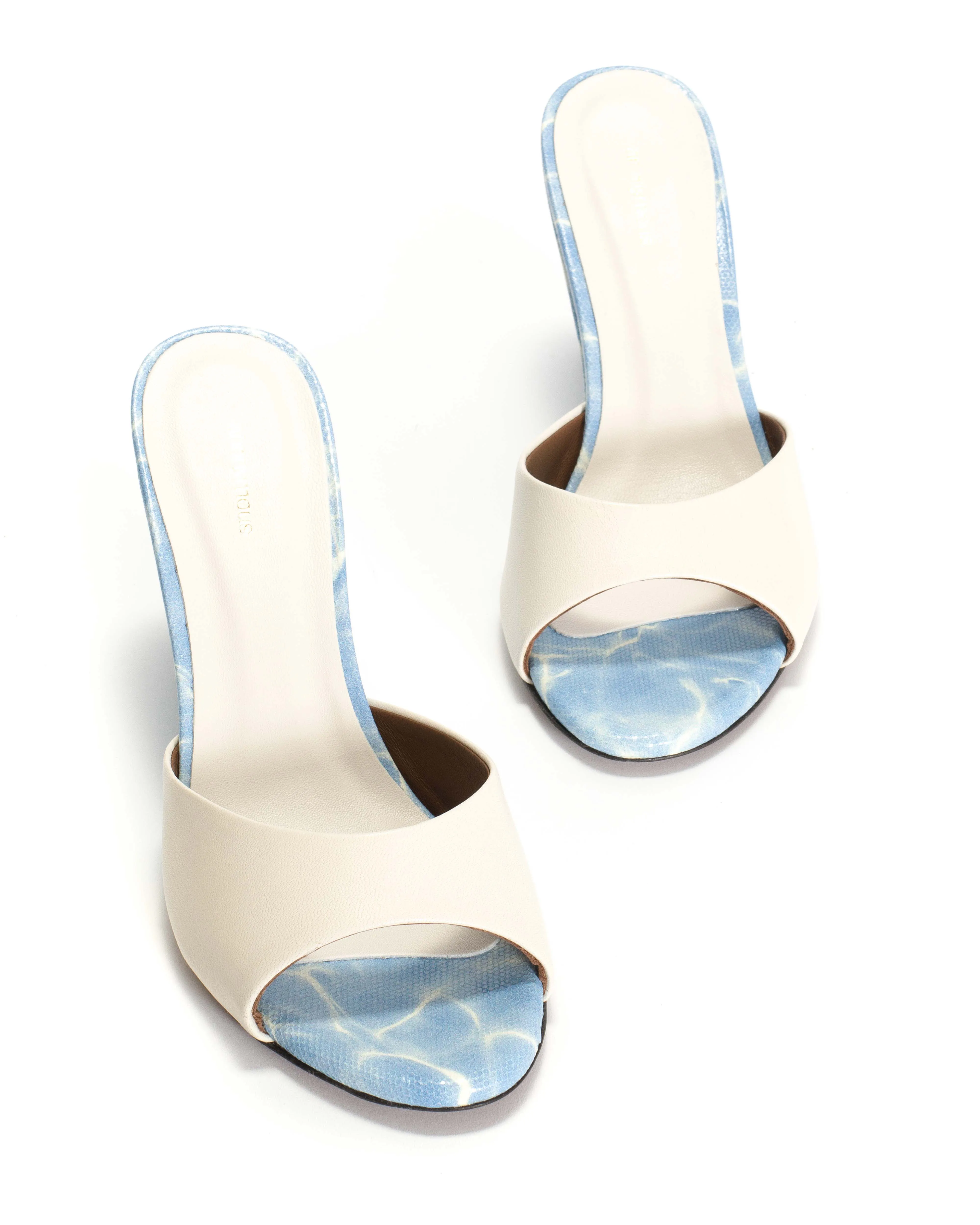 Gwen 75 wedge Shiny lamb & dual color Milk white & pool blue sold by Anonymous Copenhagen product image thumbnail 5