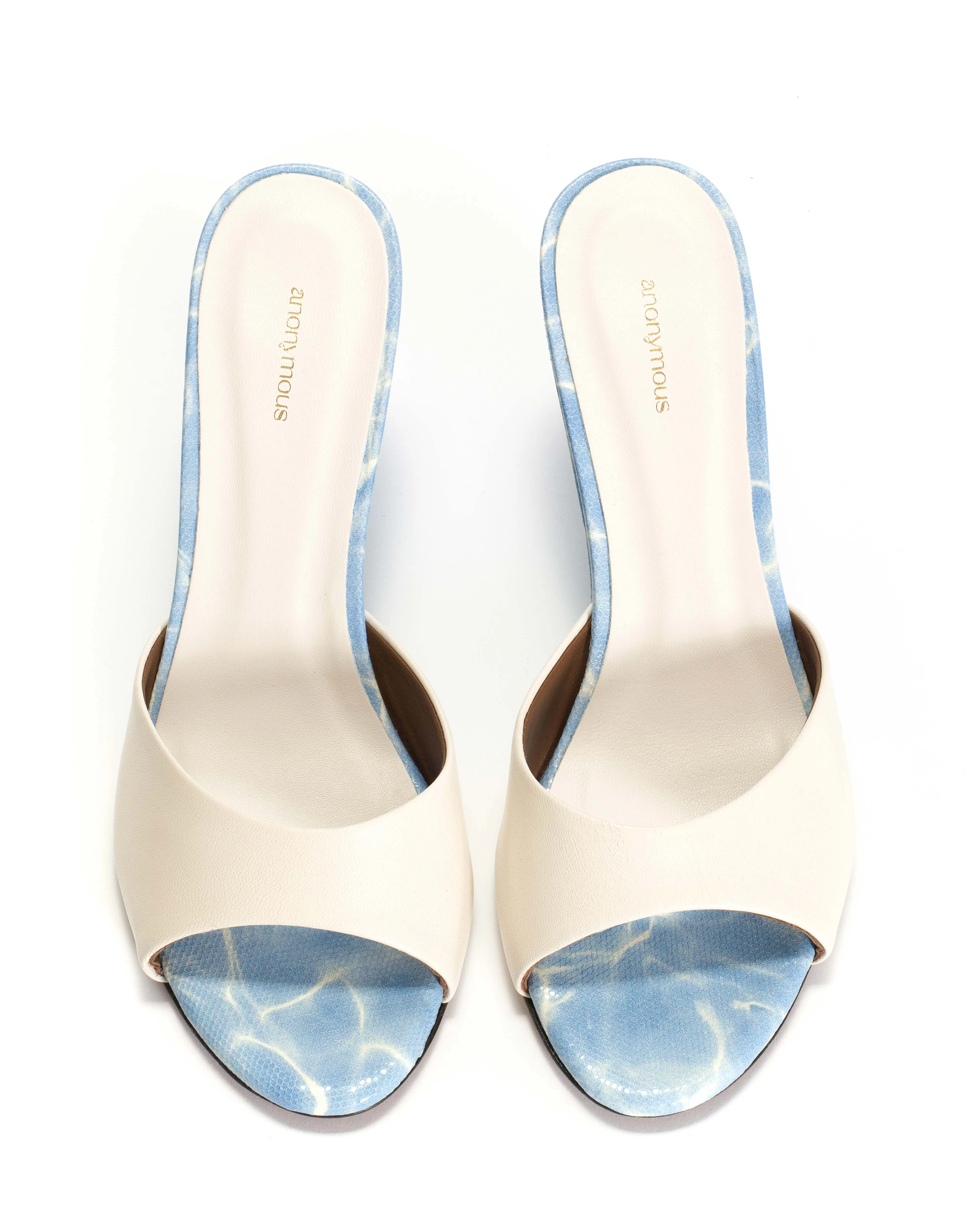 Gwen 75 wedge Shiny lamb & dual color Milk white & pool blue sold by Anonymous Copenhagen product image thumbnail 3