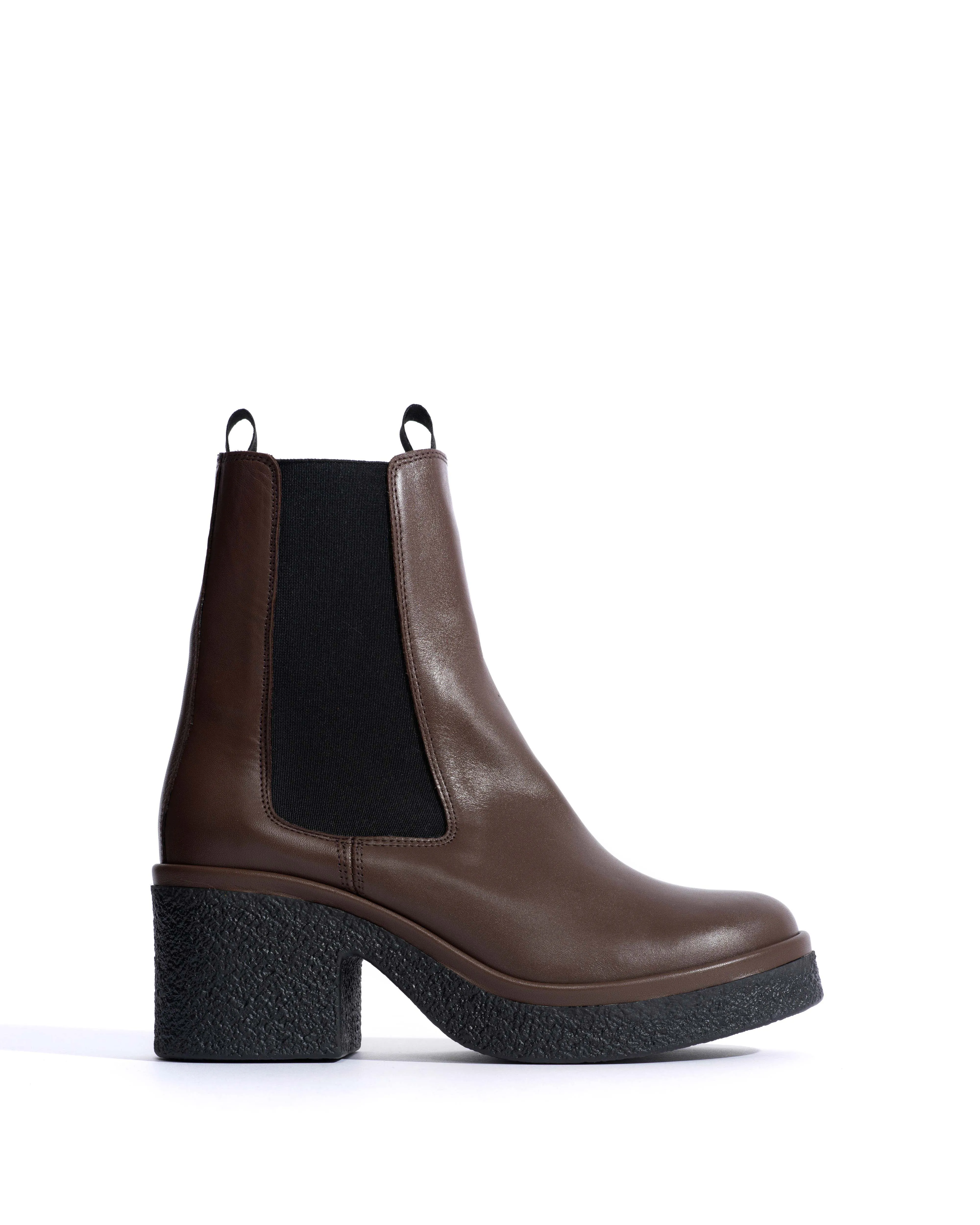 Laurell 65 platform Soft calf & sole Dark taupe & black sold by Anonymous Copenhagen