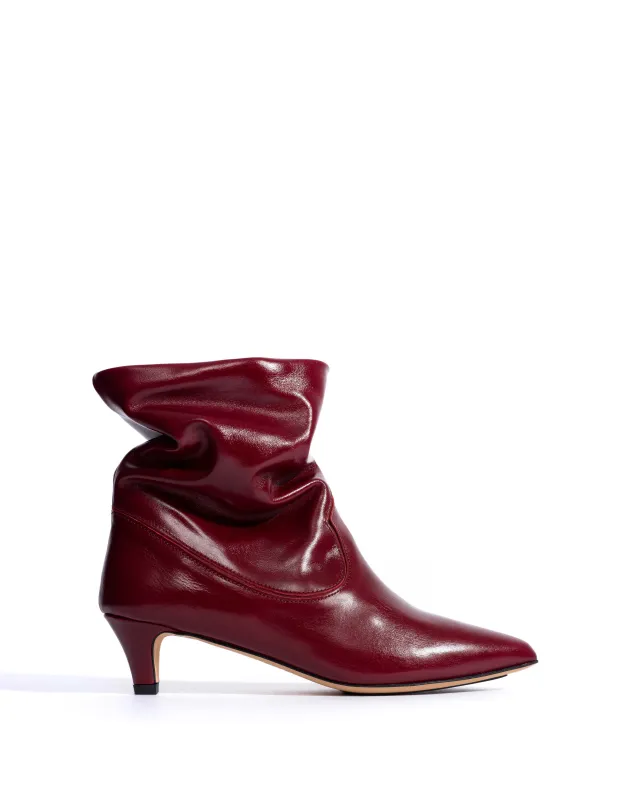 Hicha 40 stiletto Crinkled soft calf & suede leather Pomegranate sold by Anonymous Copenhagen