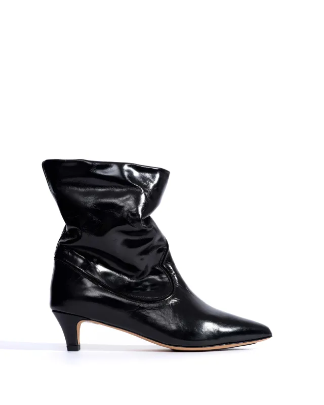 Hicha 40 stiletto Crinkled soft calf & suede leather Black sold by Anonymous Copenhagen