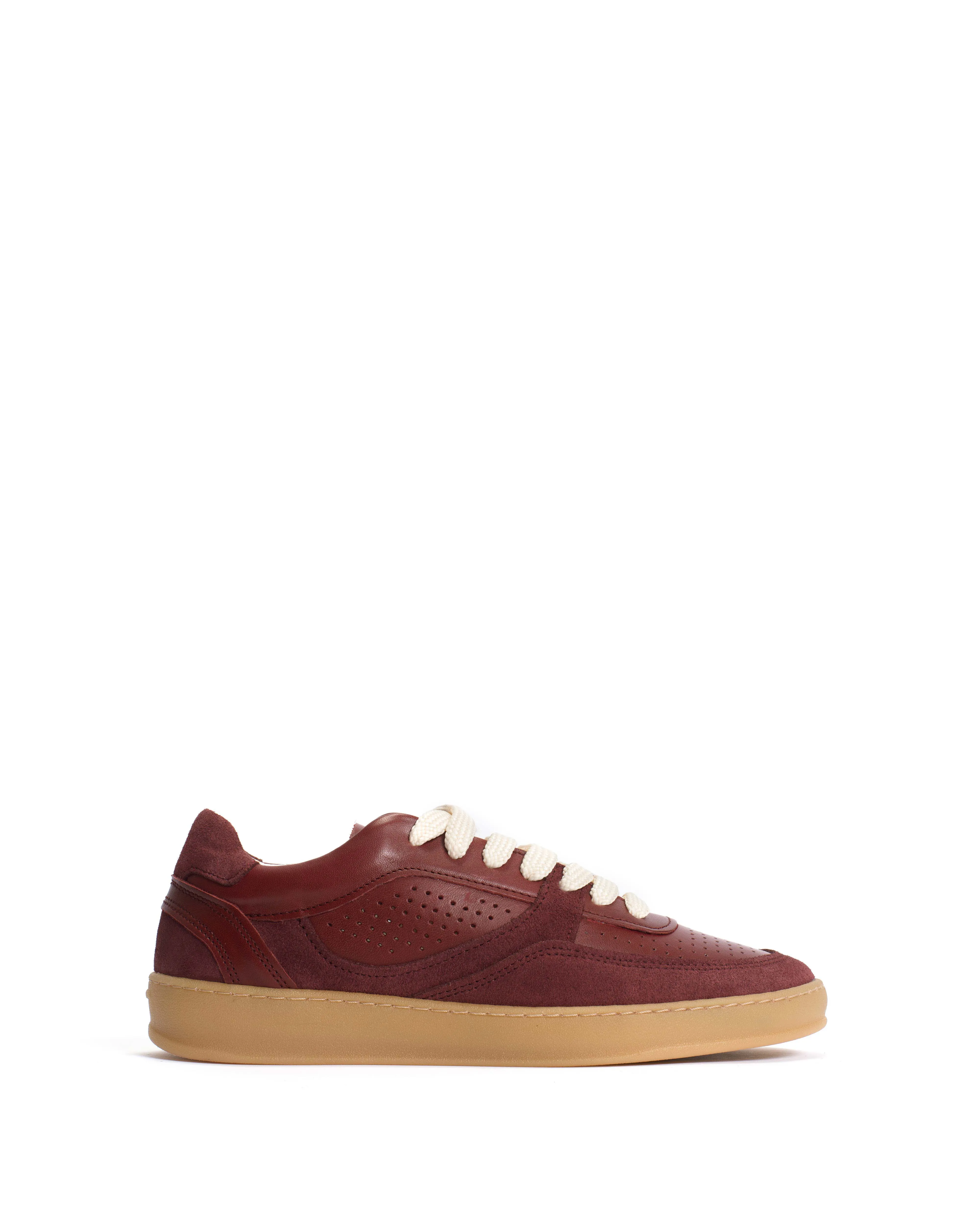 Elevate Calf suede & sleek leather Pomegranate sold by Anonymous Copenhagen