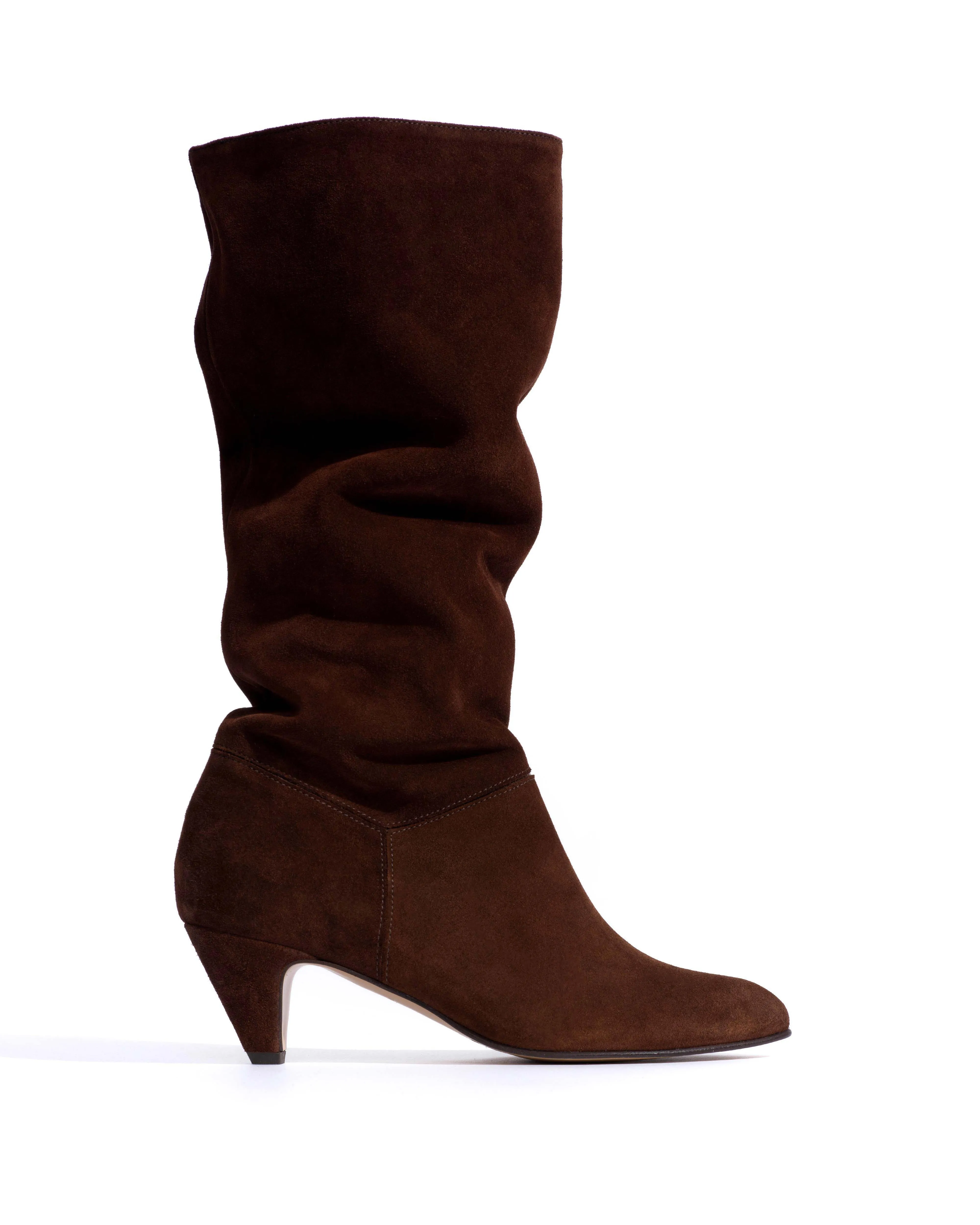 Jasmina 50 stiletto Calf suede & sleek leather Chocolate sold by Anonymous Copenhagen