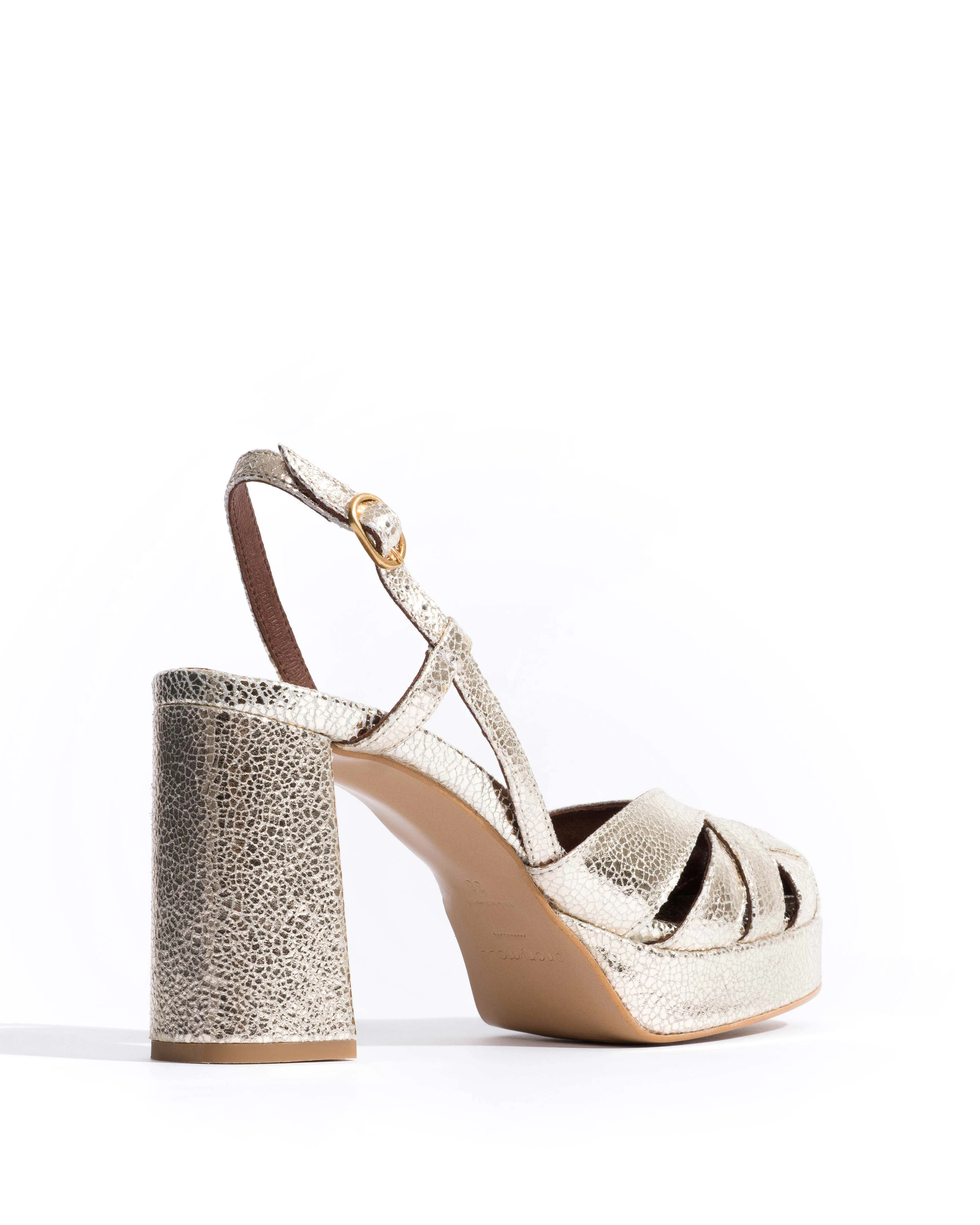 Banie 85 platform Crackled metallic goat Champagne sold by Anonymous Copenhagen product image thumbnail 3