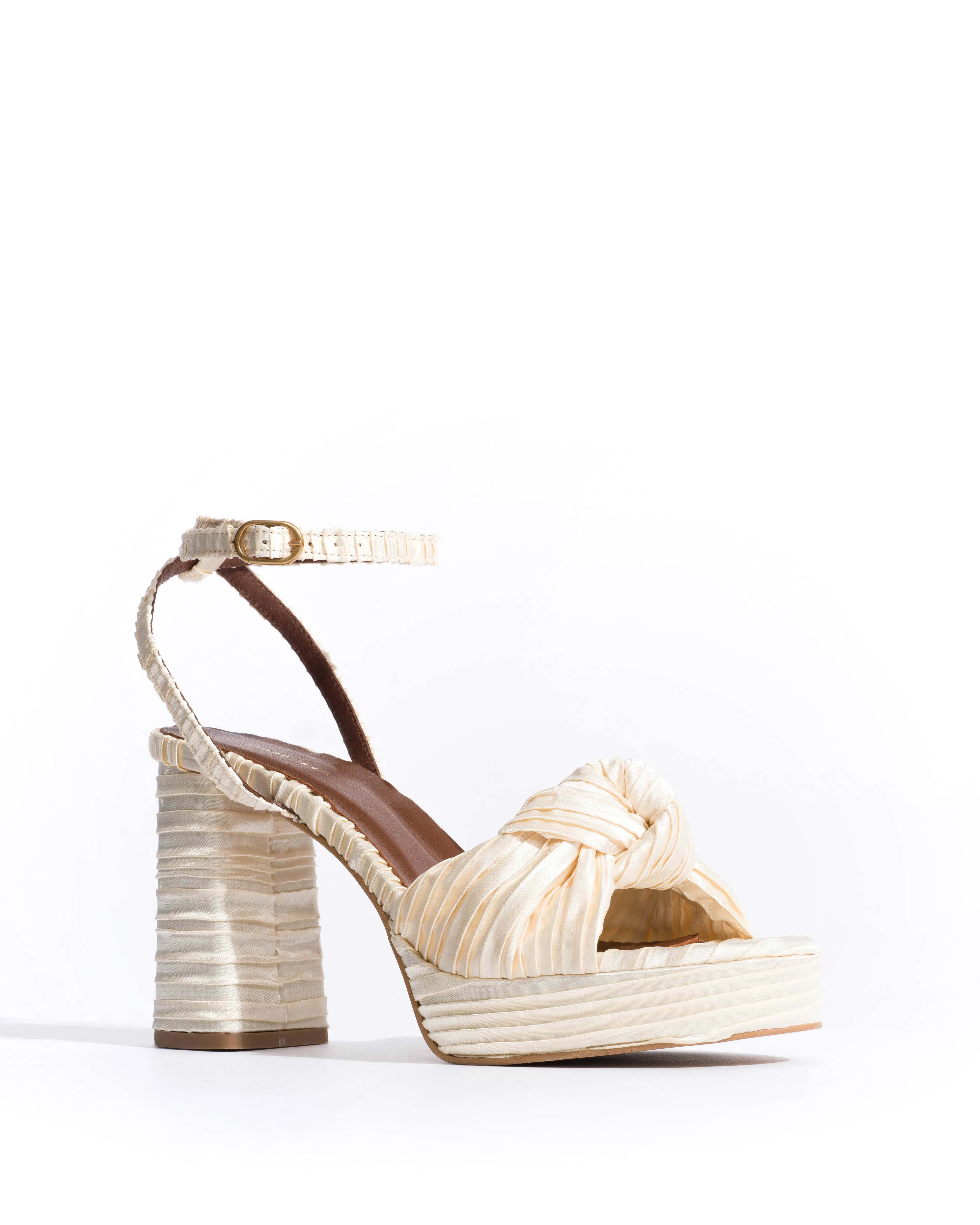 Aliza 85 platform Pleated satin Creamy white sold by Anonymous Copenhagen product image thumbnail 2