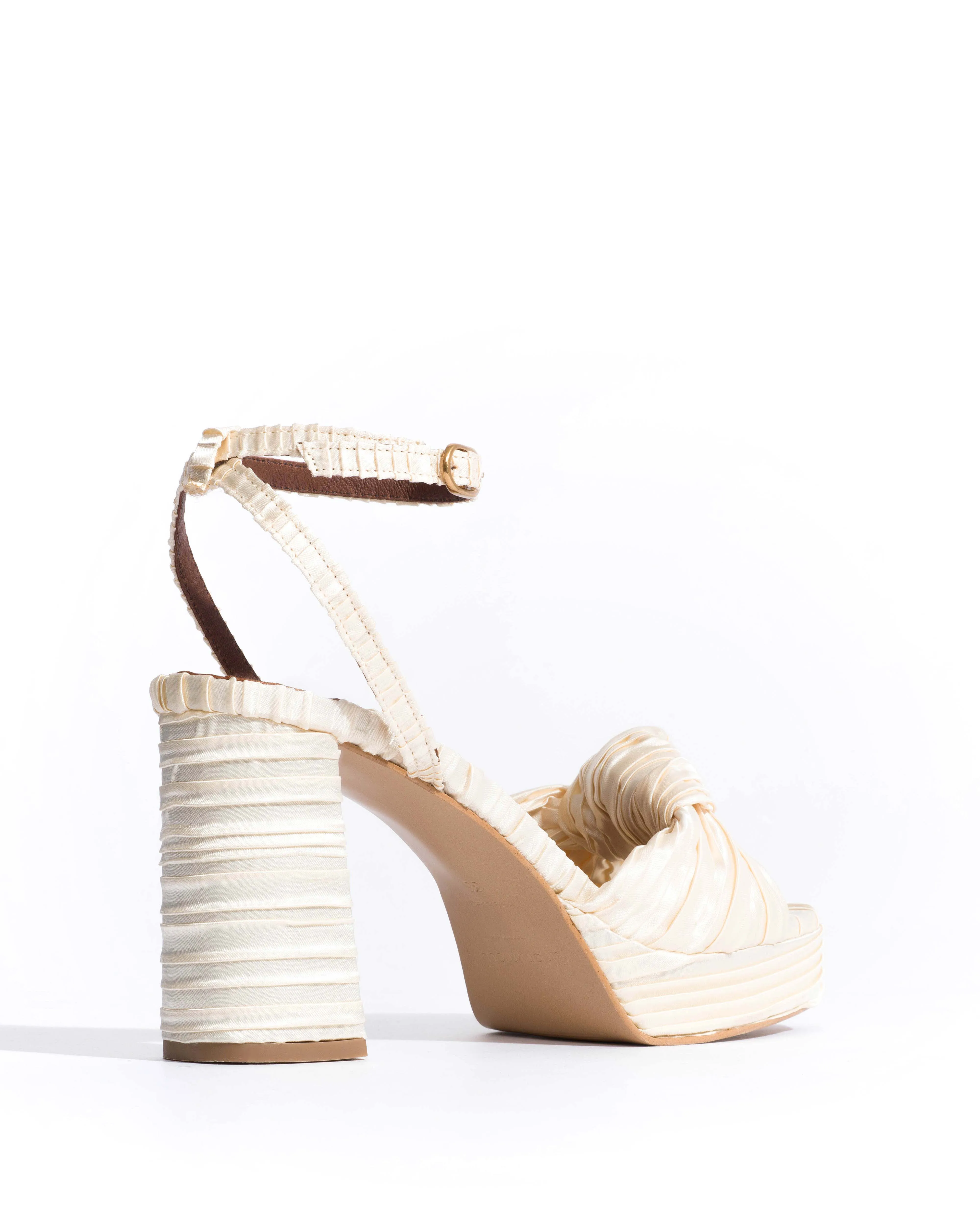 Aliza 85 platform Pleated satin Creamy white sold by Anonymous Copenhagen product image thumbnail 3