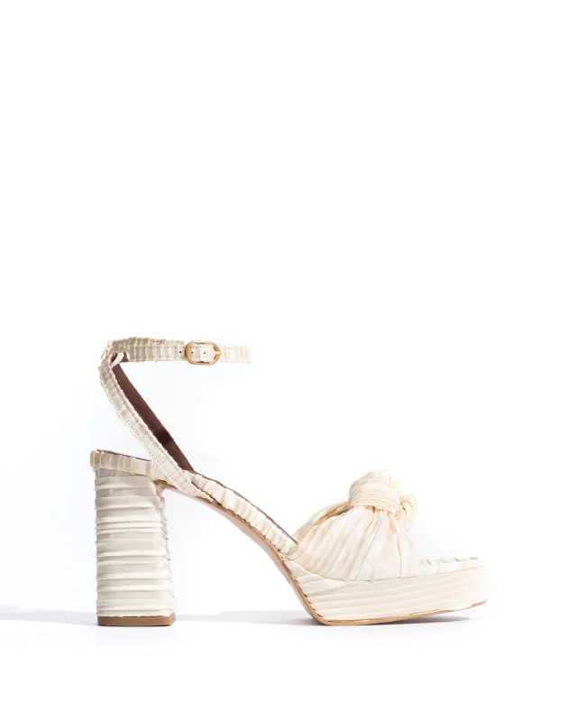 Aliza 85 platform Pleated satin Creamy white sold by Anonymous Copenhagen