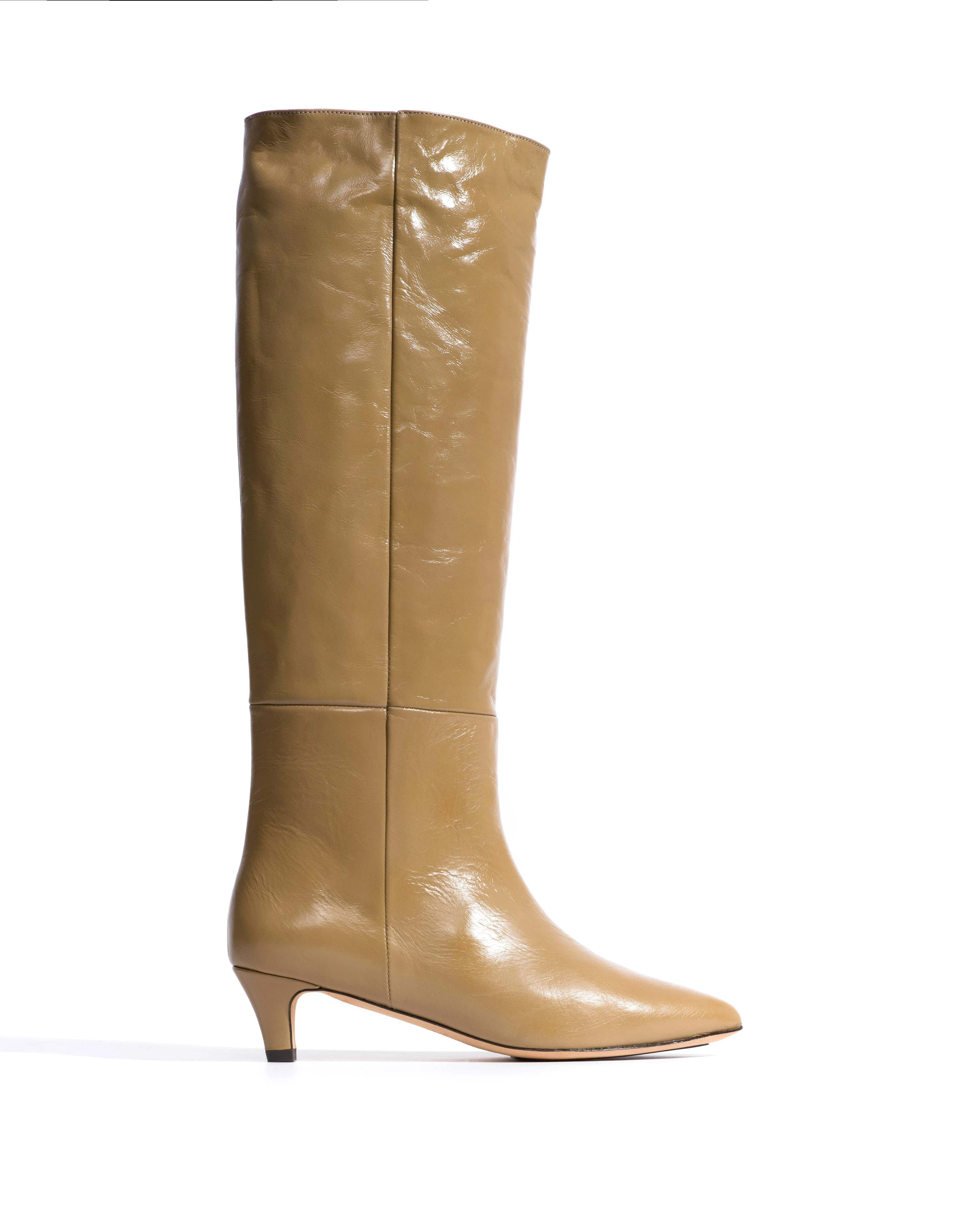 Cecilia 40 stiletto Crinkled soft calf Mushroom sold by Anonymous Copenhagen