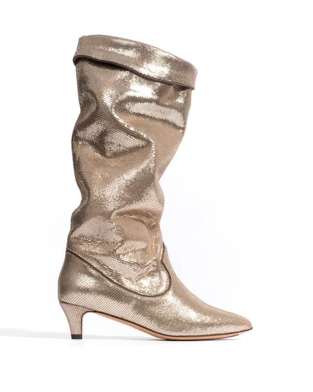 Hillerie 40 stiletto Lizard metallic goat Vintage champagne made by Anonymous Copenhagen