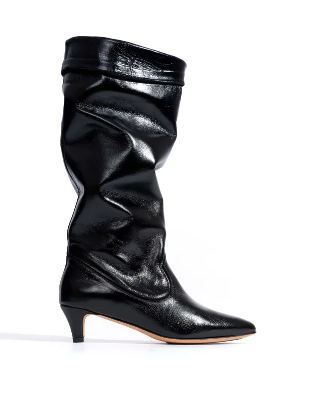 Hillerie 40 stiletto Crinkled soft calf & suede leather Black sold by Anonymous Copenhagen