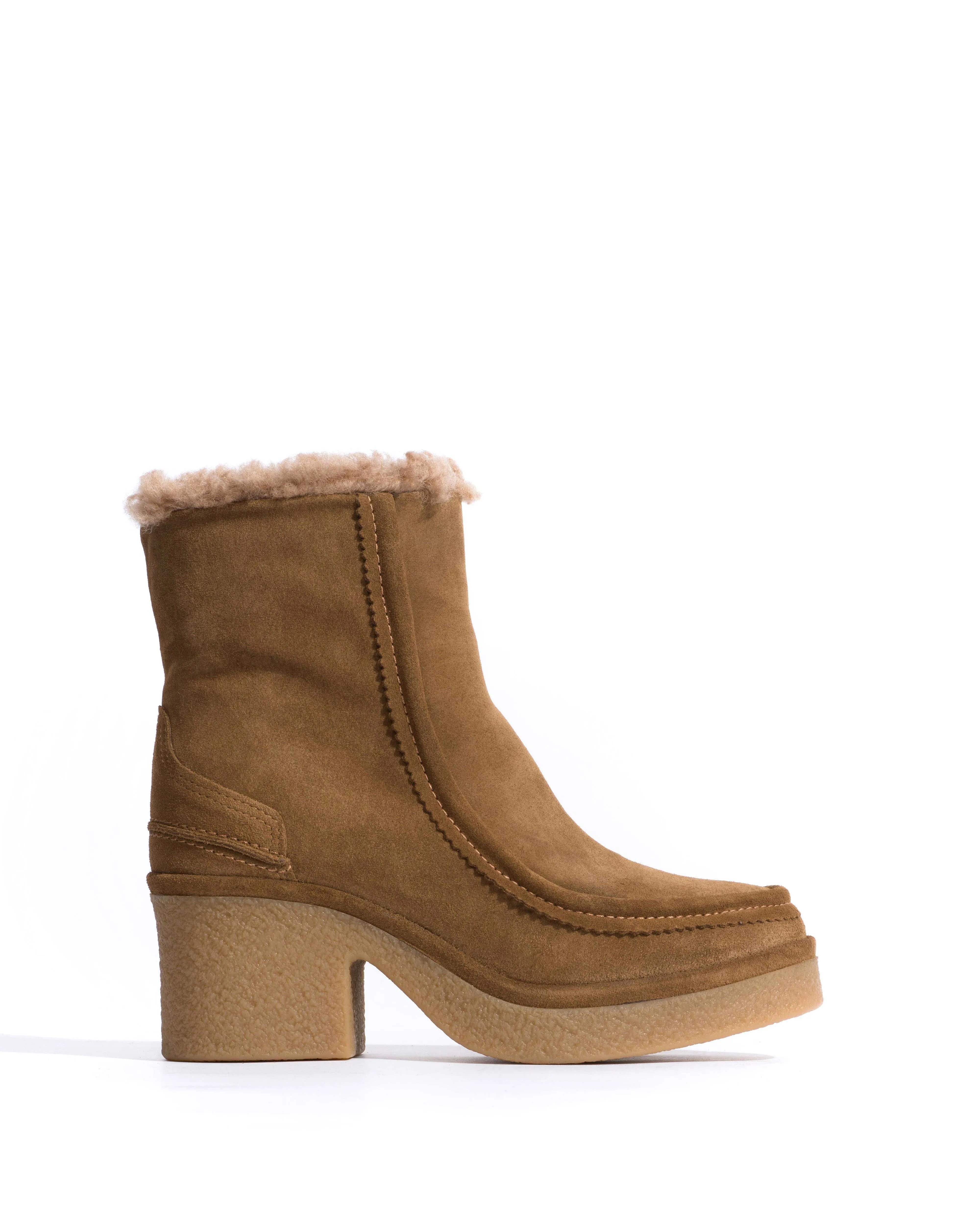 Bambie 65 platform lamb shearling Calf suede & sole Cinnamon & natural sold by Anonymous Copenhagen
