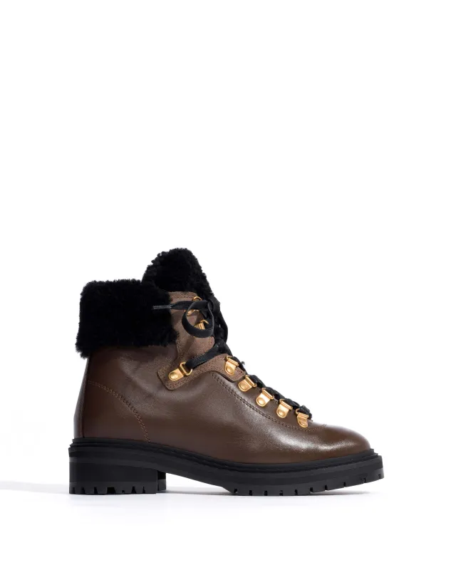 Beari lamb shearling Soft calf & suede leather Dark taupe sold by Anonymous Copenhagen