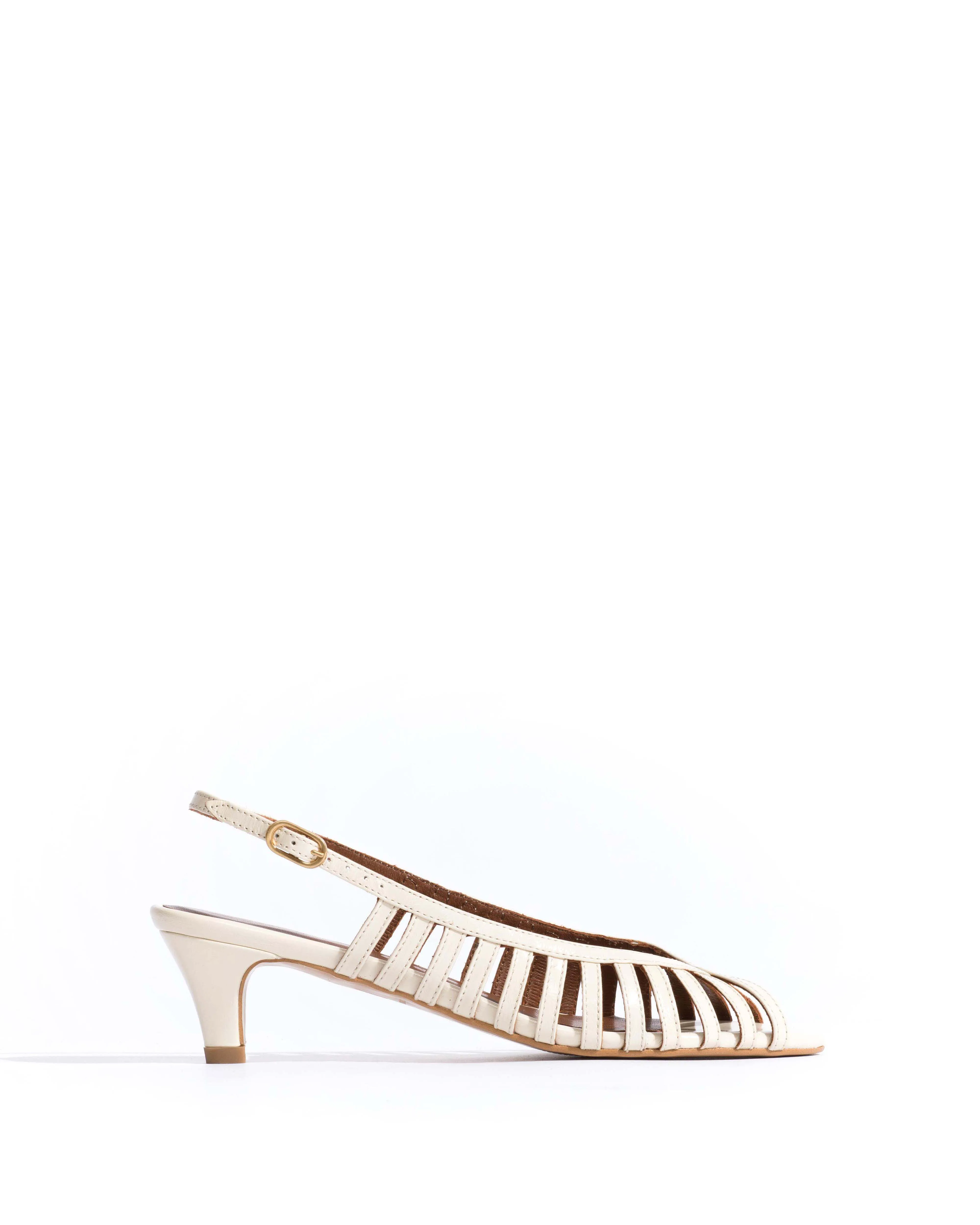 Carminho 40 stiletto Crinkled polished goat White sand sold by Anonymous Copenhagen