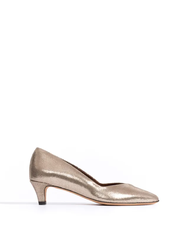 Trini 40 stiletto Lizard metallic goat Vintage champagne sold by Anonymous Copenhagen
