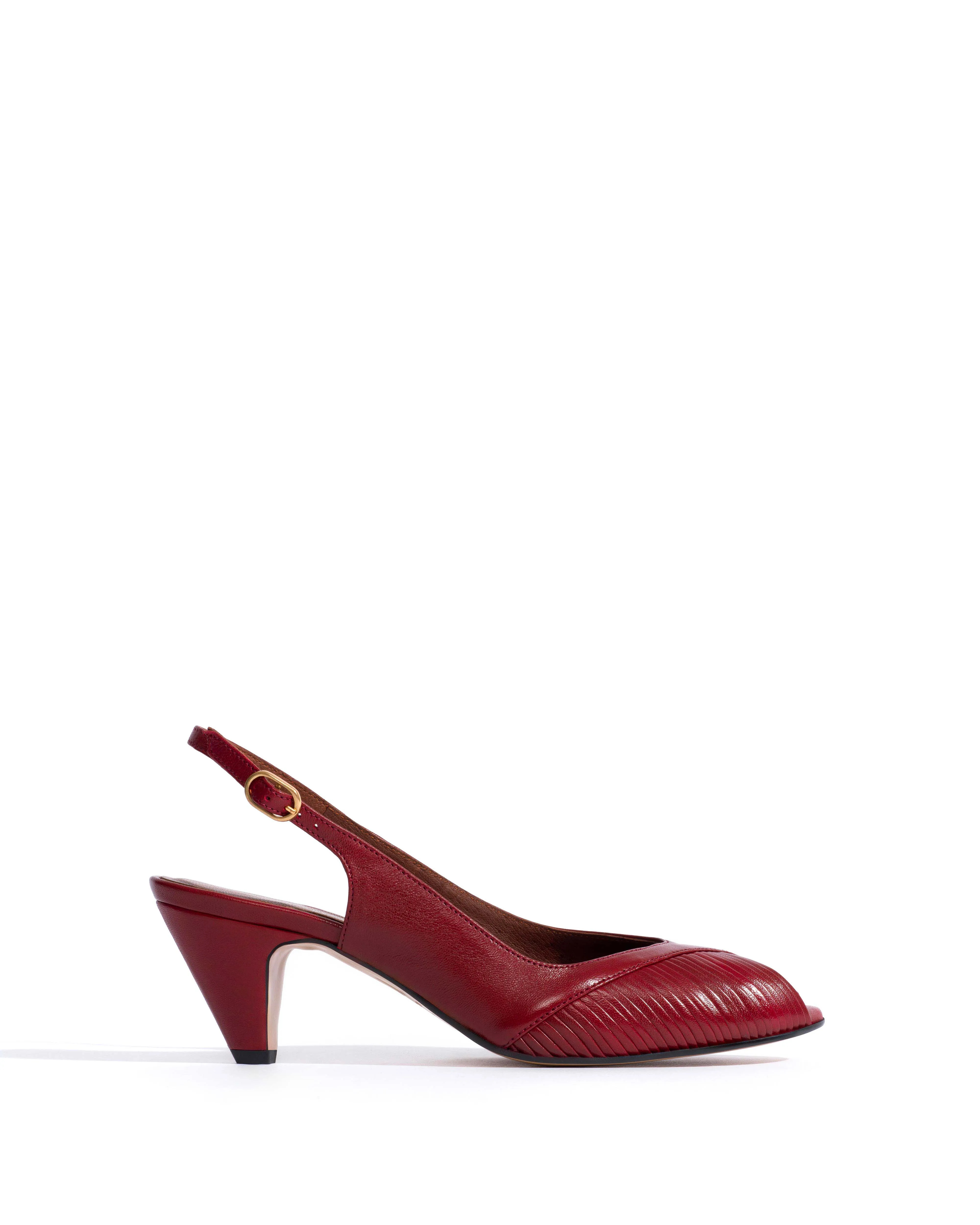 Cassandra 50 stiletto Shiny lamb Pomegranate sold by Anonymous Copenhagen