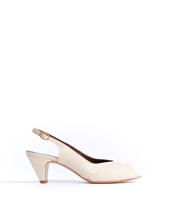 Cassandra 50 stiletto Crinkled polished goat White sand sold by Anonymous Copenhagen