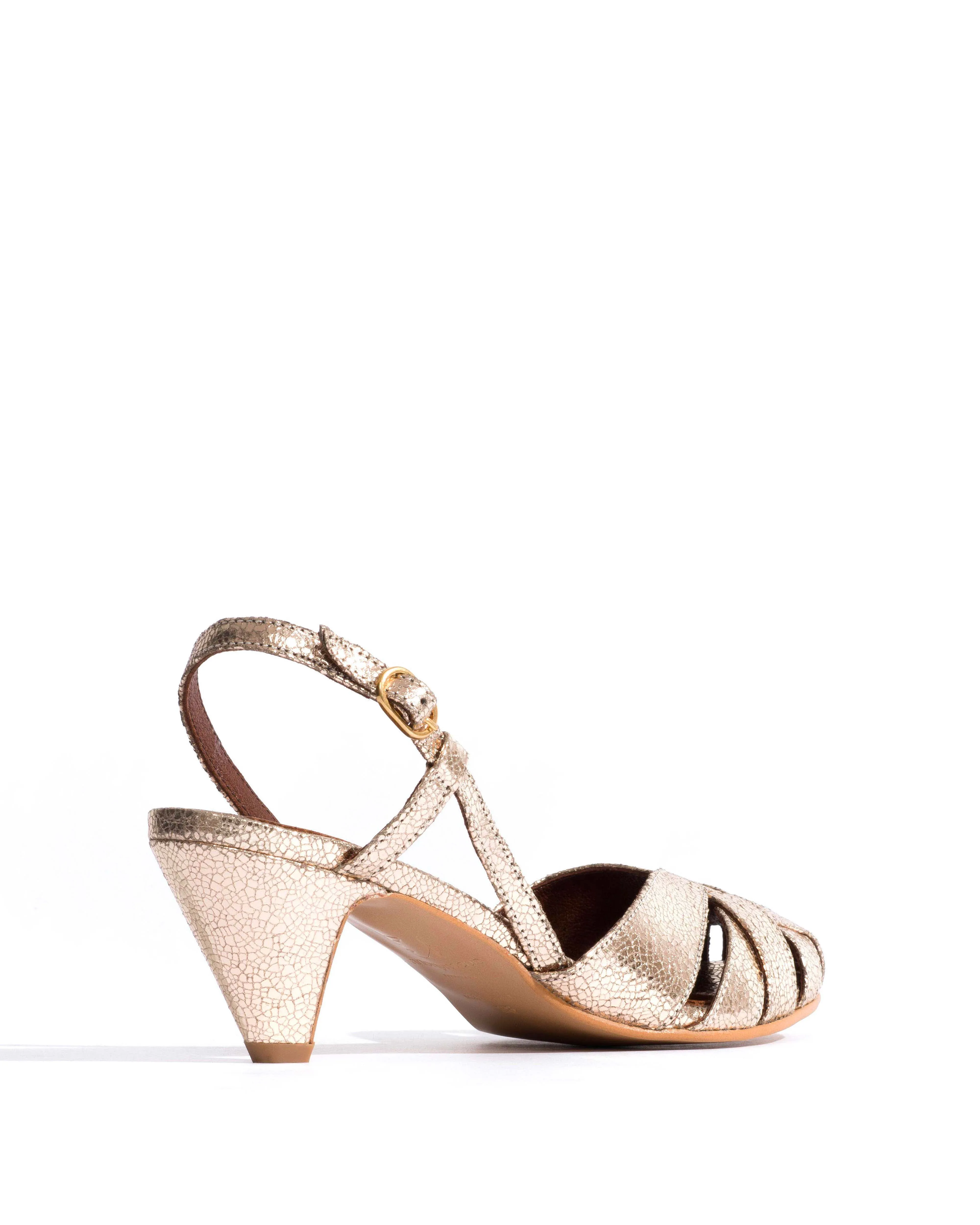 Banie 50 stiletto Crackled metallic goat Vintage champagne sold by Anonymous Copenhagen product image thumbnail 3