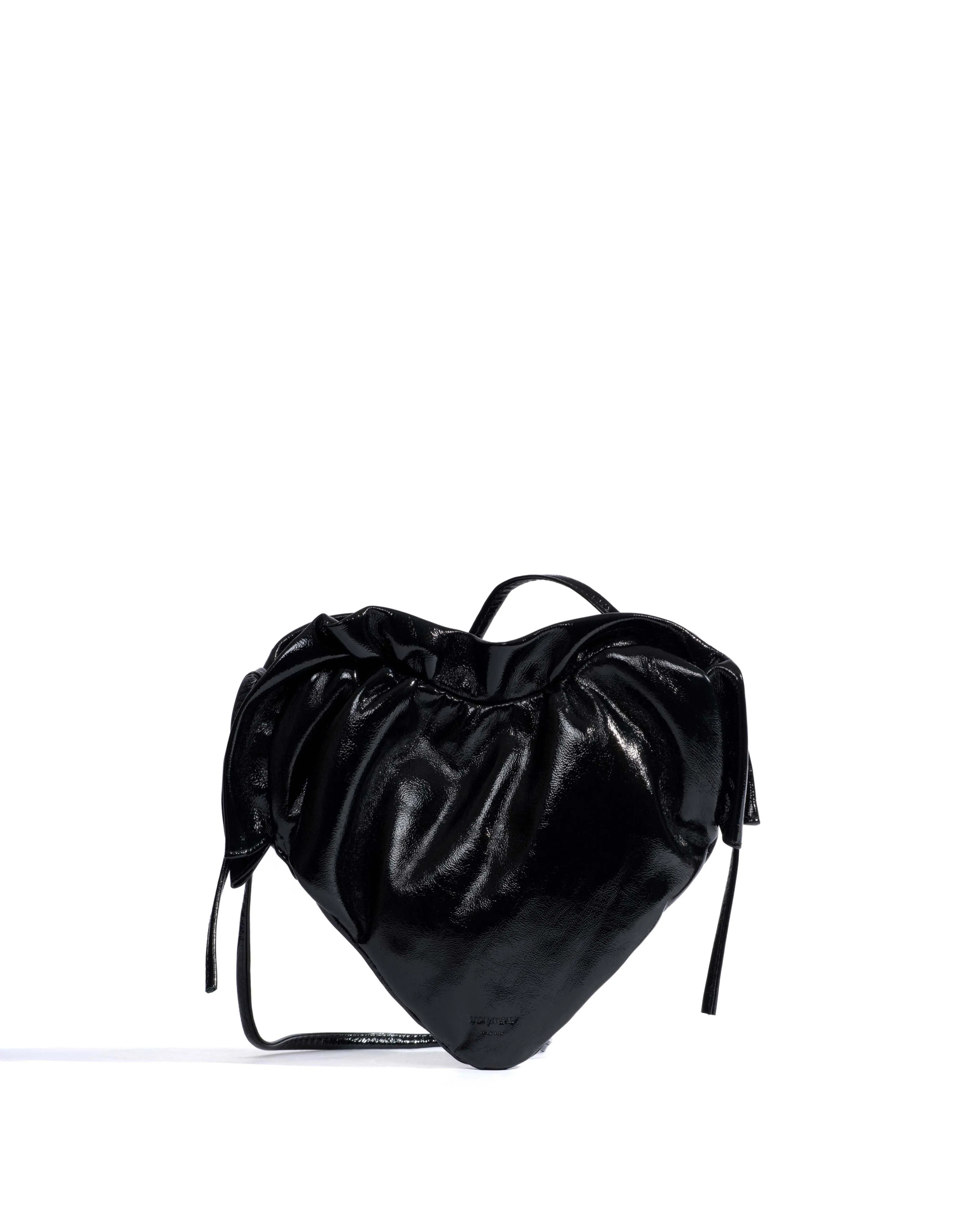 Zally heart bag Crinkled polished goat Black sold by Anonymous Copenhagen