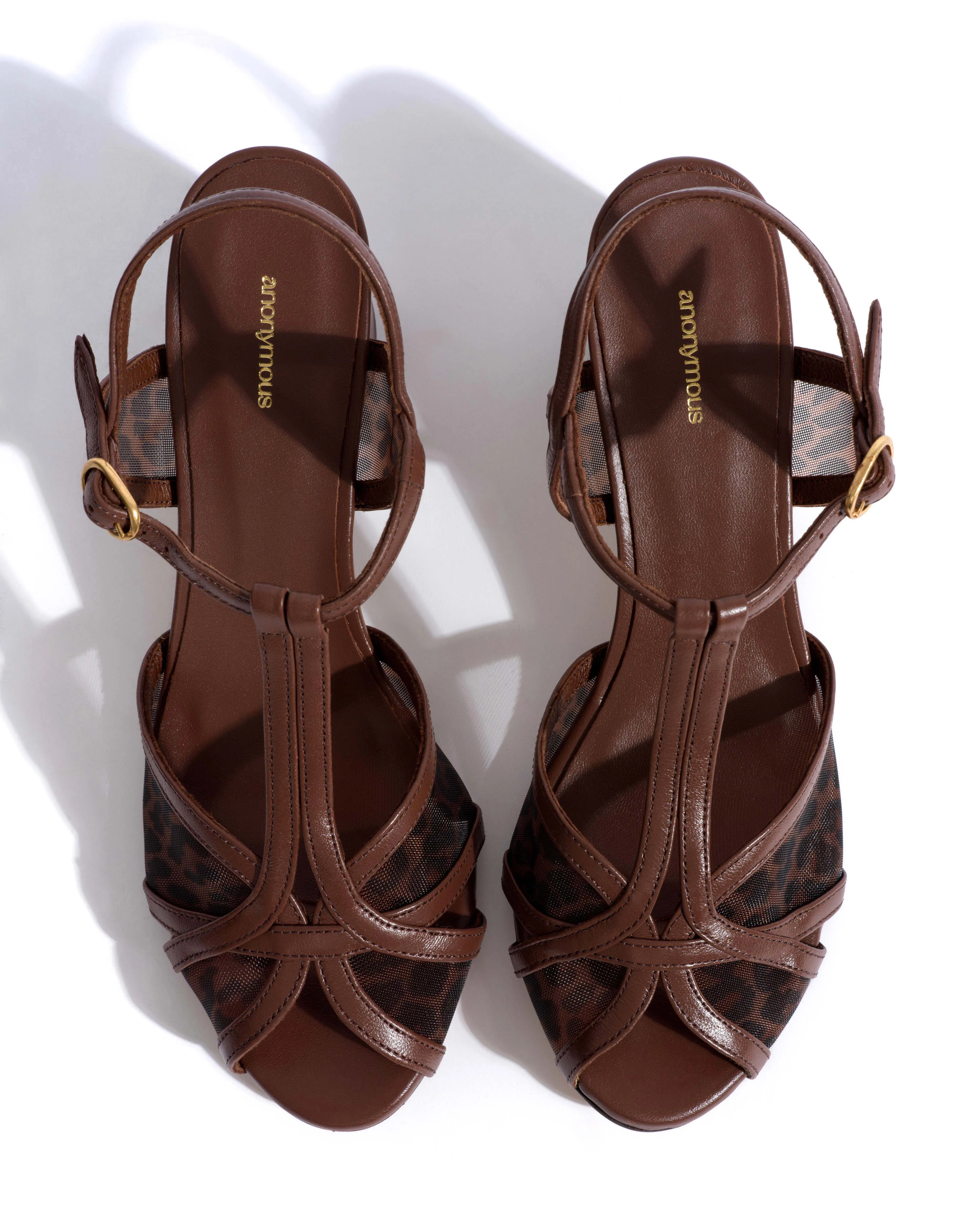 Therese 55 block mesh Shiny lamb & mesh Chocolate & leopard sold by Anonymous Copenhagen product image thumbnail 4