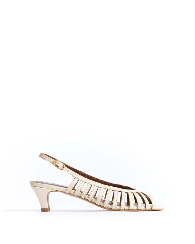 Carminho 40 stiletto Glossy moire Ivory sold by Anonymous Copenhagen