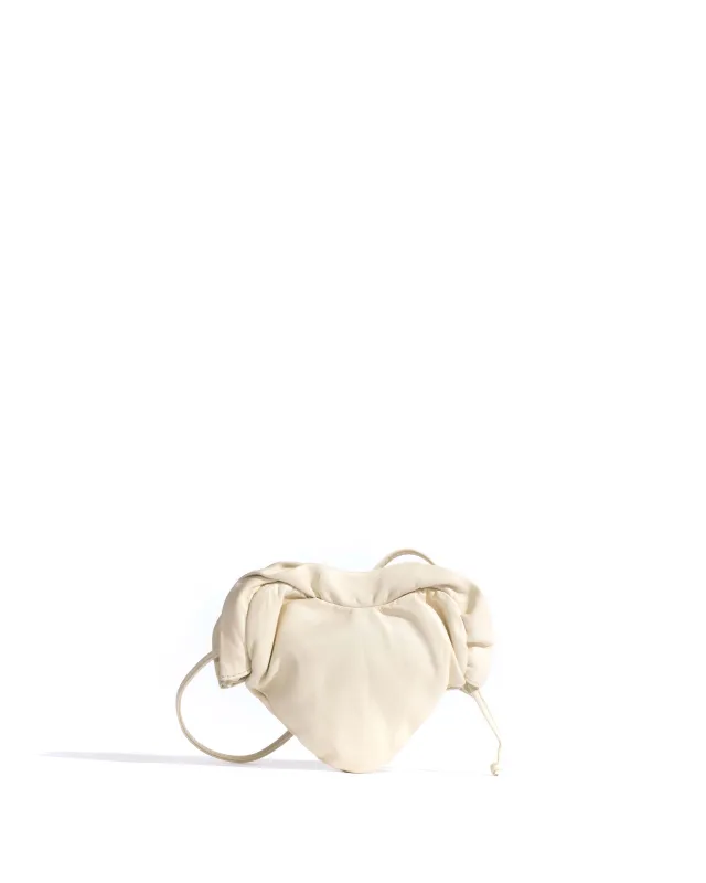 Zally petite heart bag Shiny lamb White sand sold by Anonymous Copenhagen