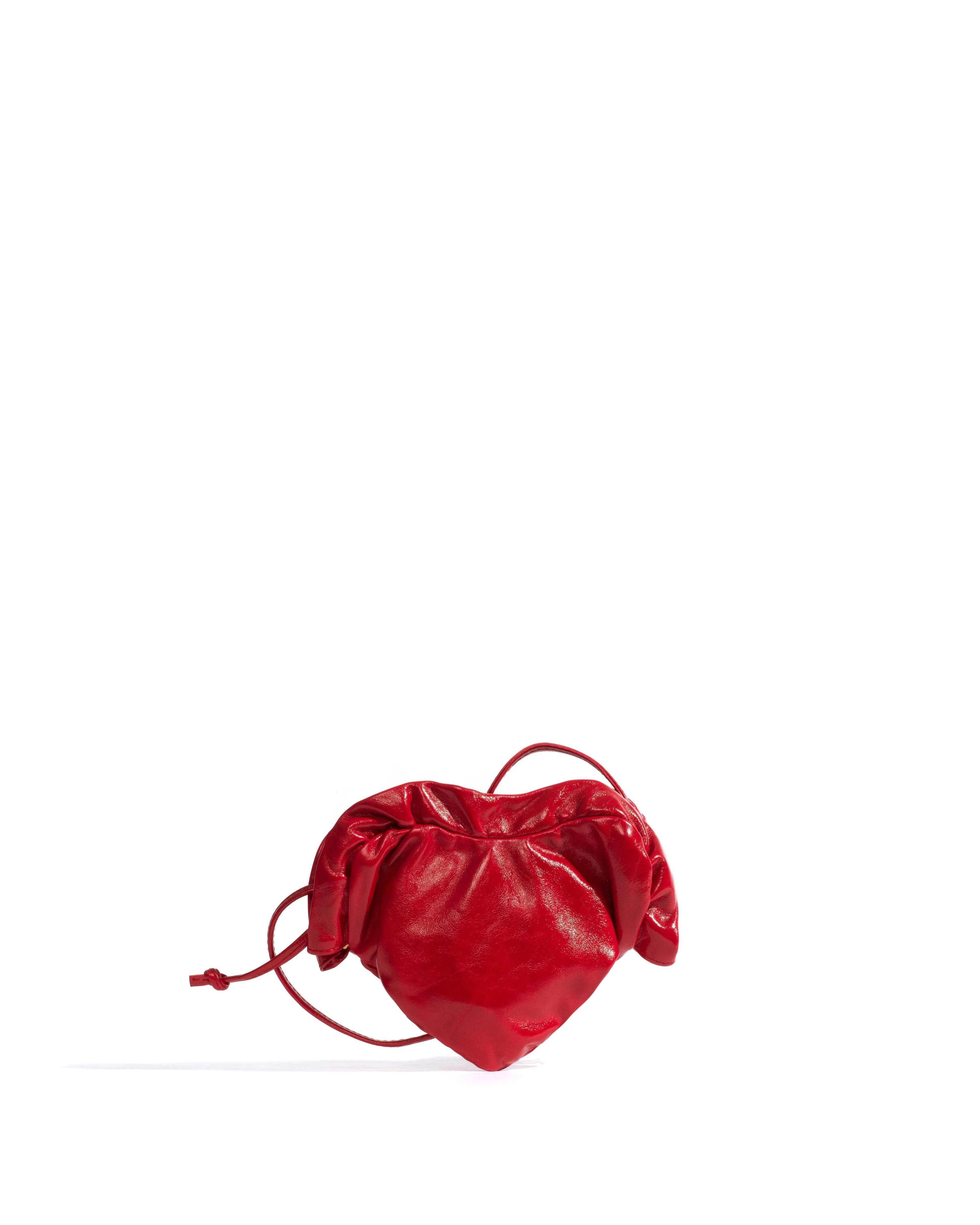 Zally petite heart bag Crinkled polished goat Scarlet sold by Anonymous Copenhagen