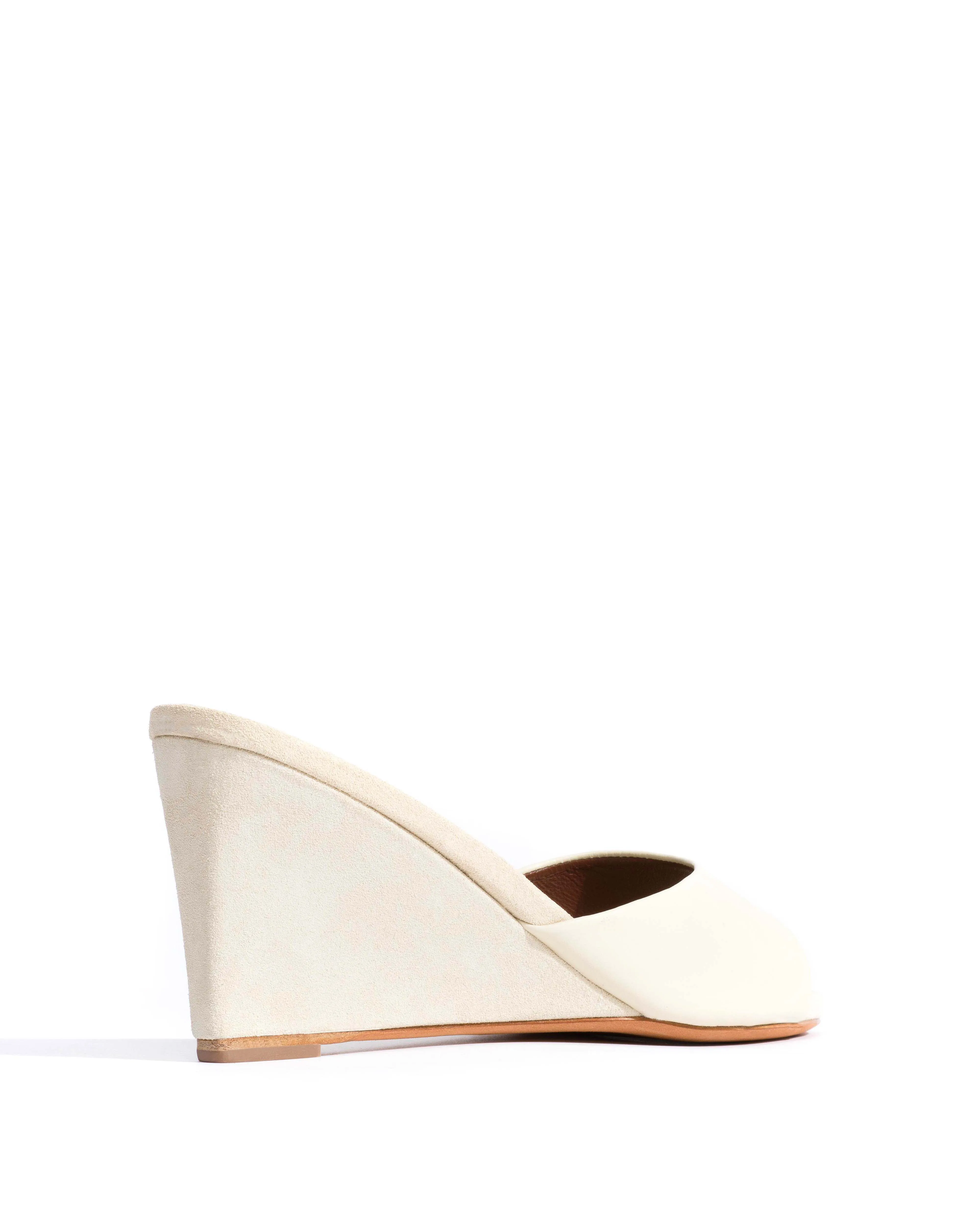 Gwen 75 wedge Shiny lamb & suede leather White sand & antique white sold by Anonymous Copenhagen product image thumbnail 3