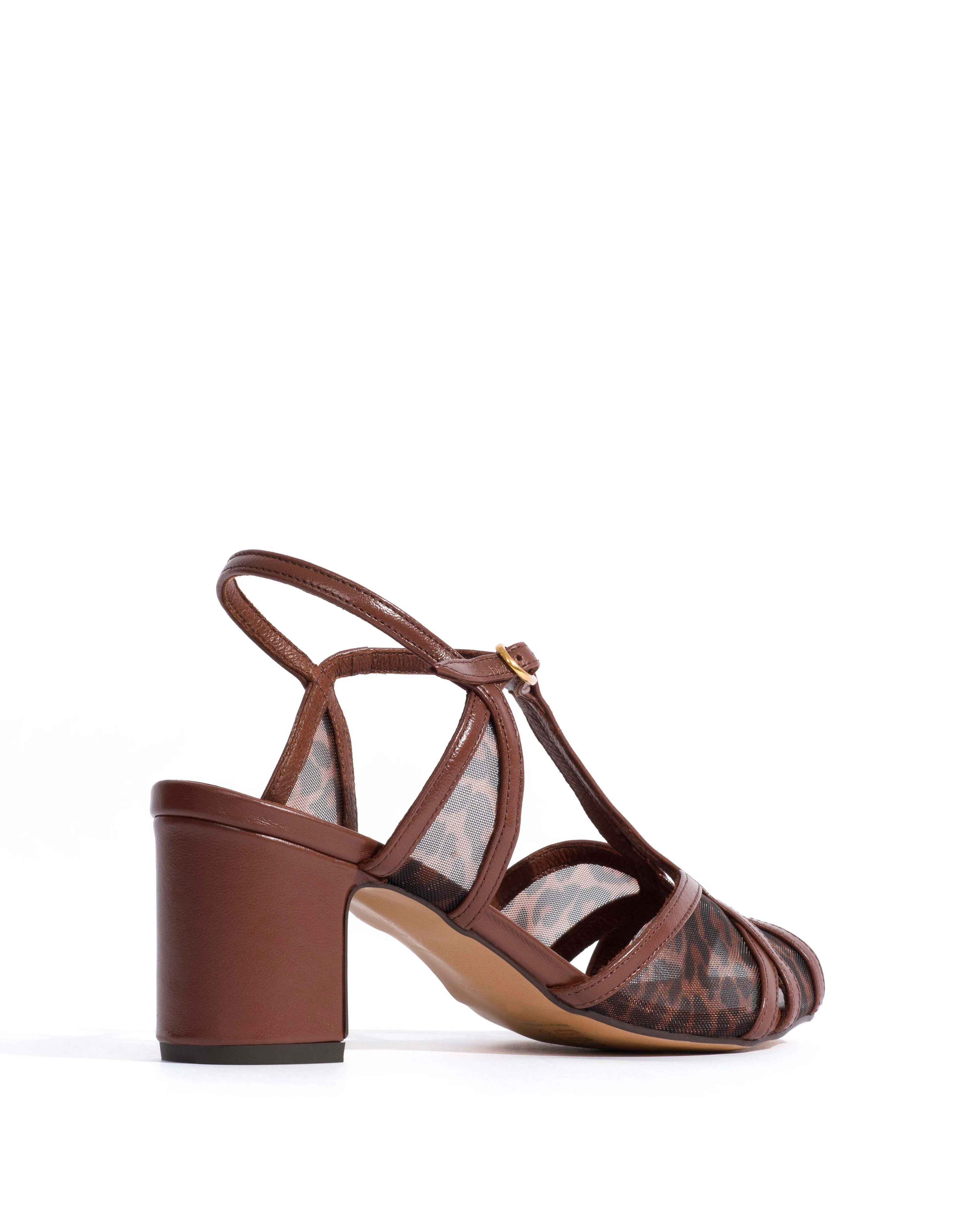 Therese 55 mesh Shiny lamb & mesh Chocolate & leopard sold by Anonymous Copenhagen product image thumbnail 3