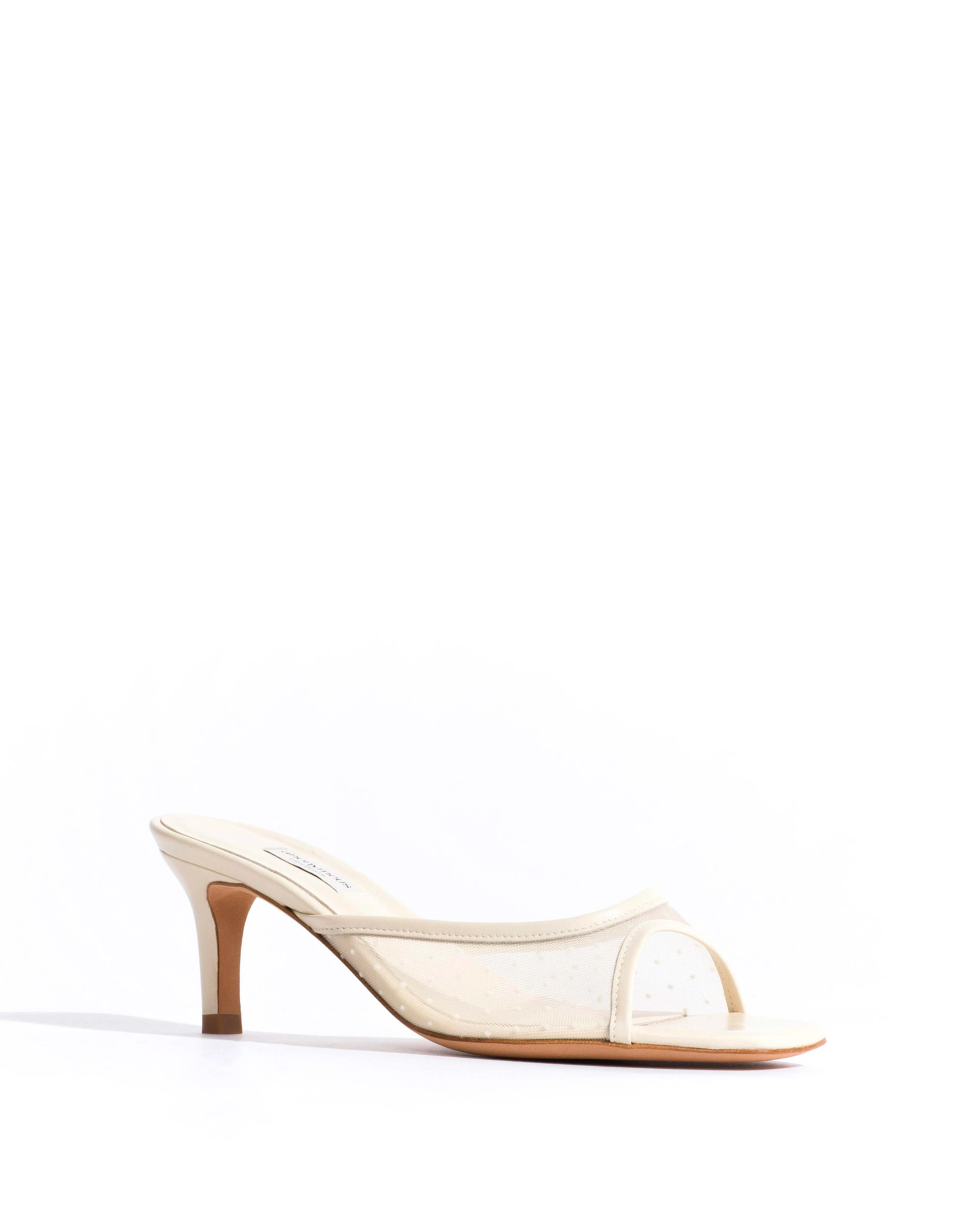 Mazy 55 mesh Shiny lamb & dot velvet mesh White sand sold by Anonymous Copenhagen product image thumbnail 2