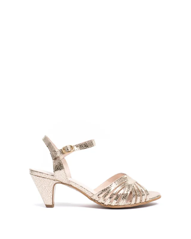 Hermine 50 stiletto Crackled metallic vegan Champagne sold by Anonymous Copenhagen